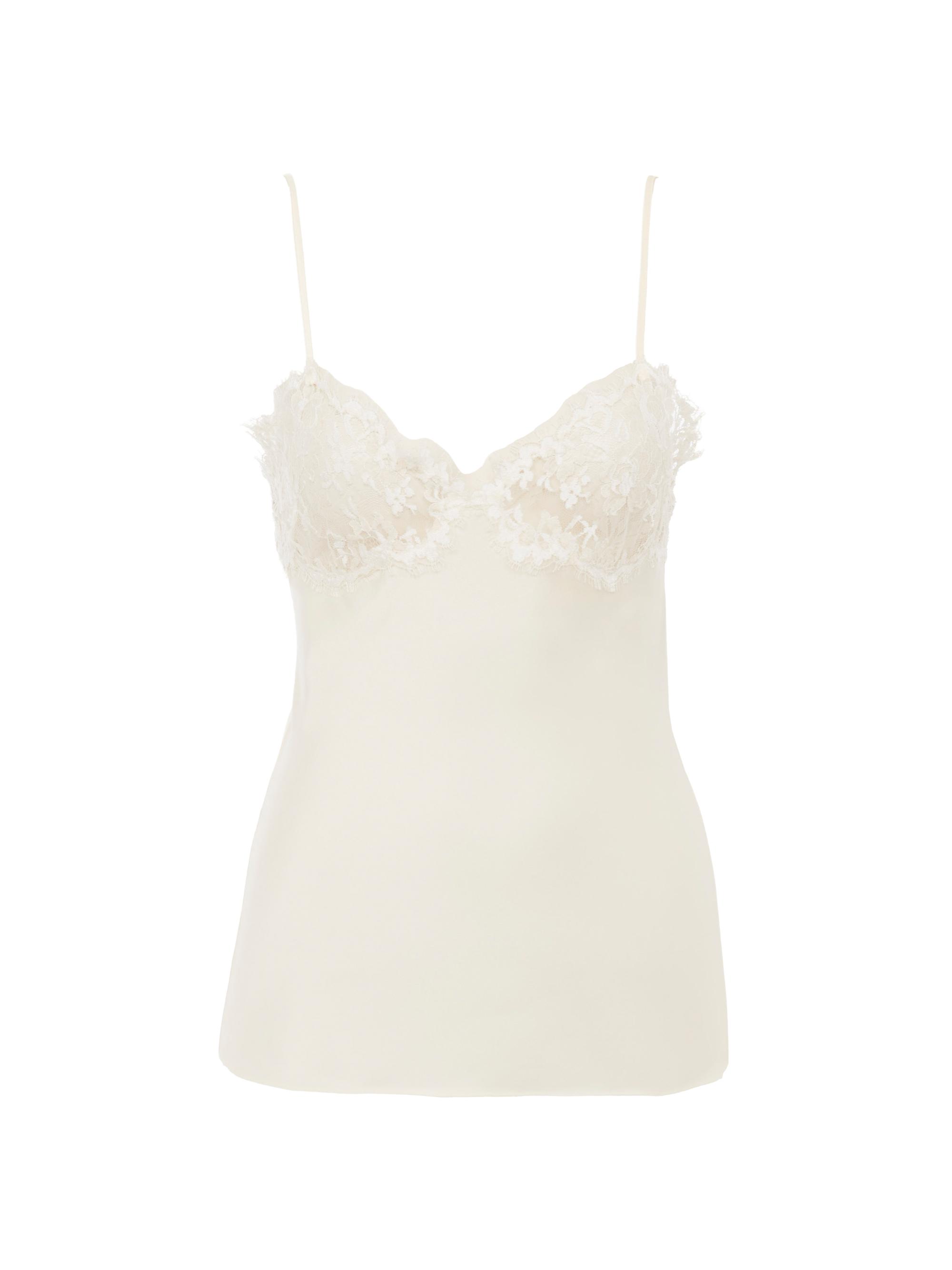 Chloé Women's Lace-Trimmed Silk Cami - Eden White