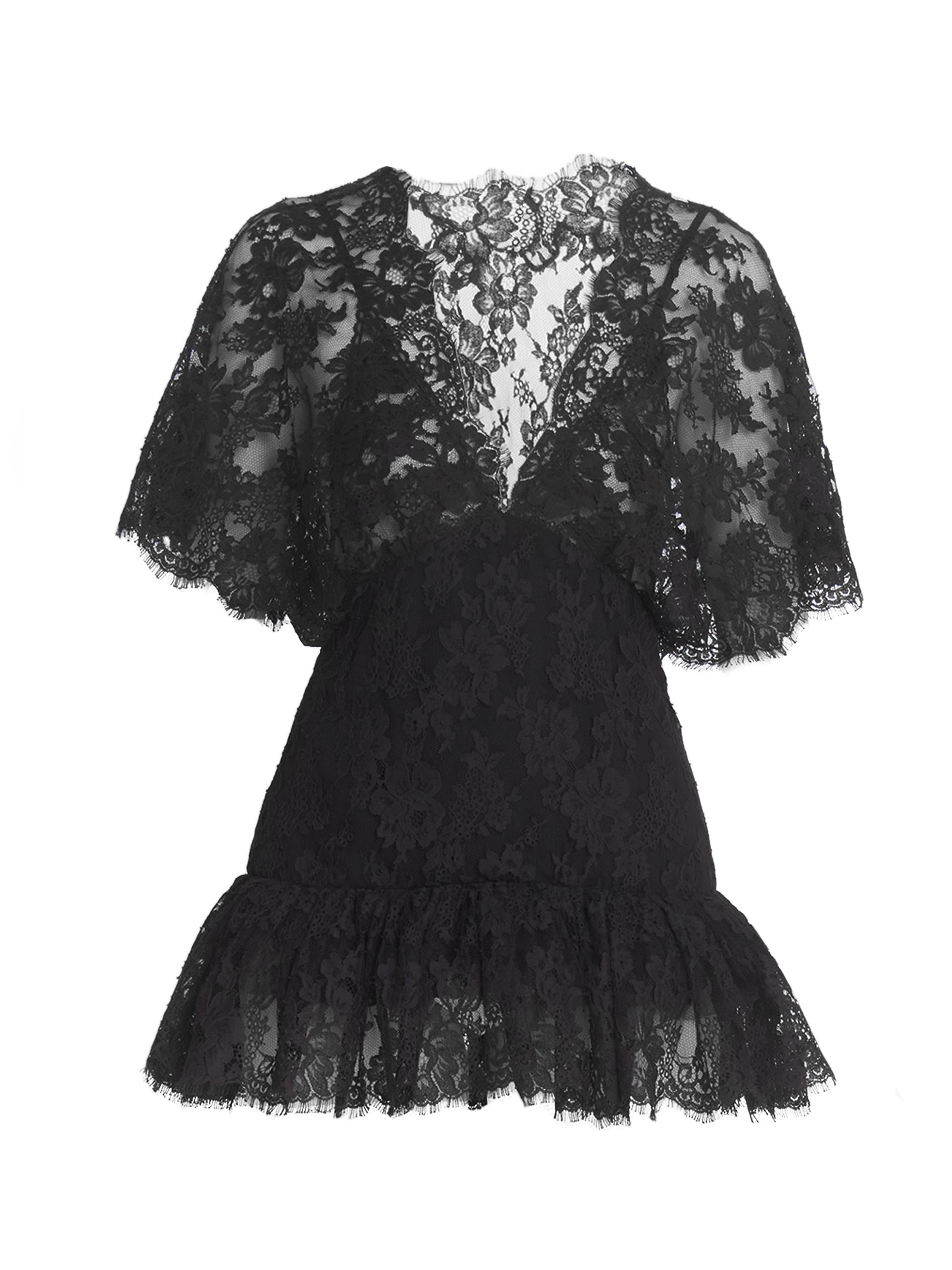 Chloé Women's Ruffled Sheer Lace Top - Black