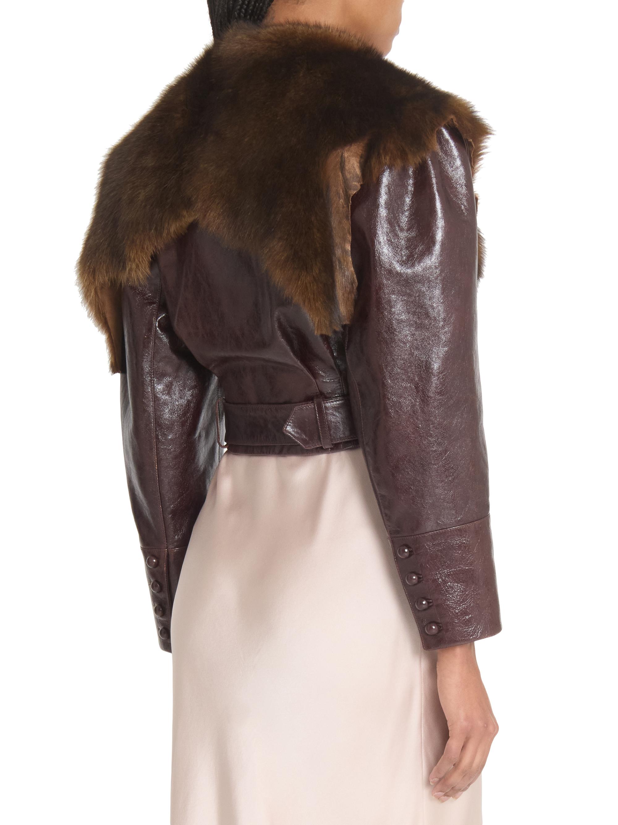Chloé Shearling-Trim Leather Crop Jacket | Saks Fifth Avenue