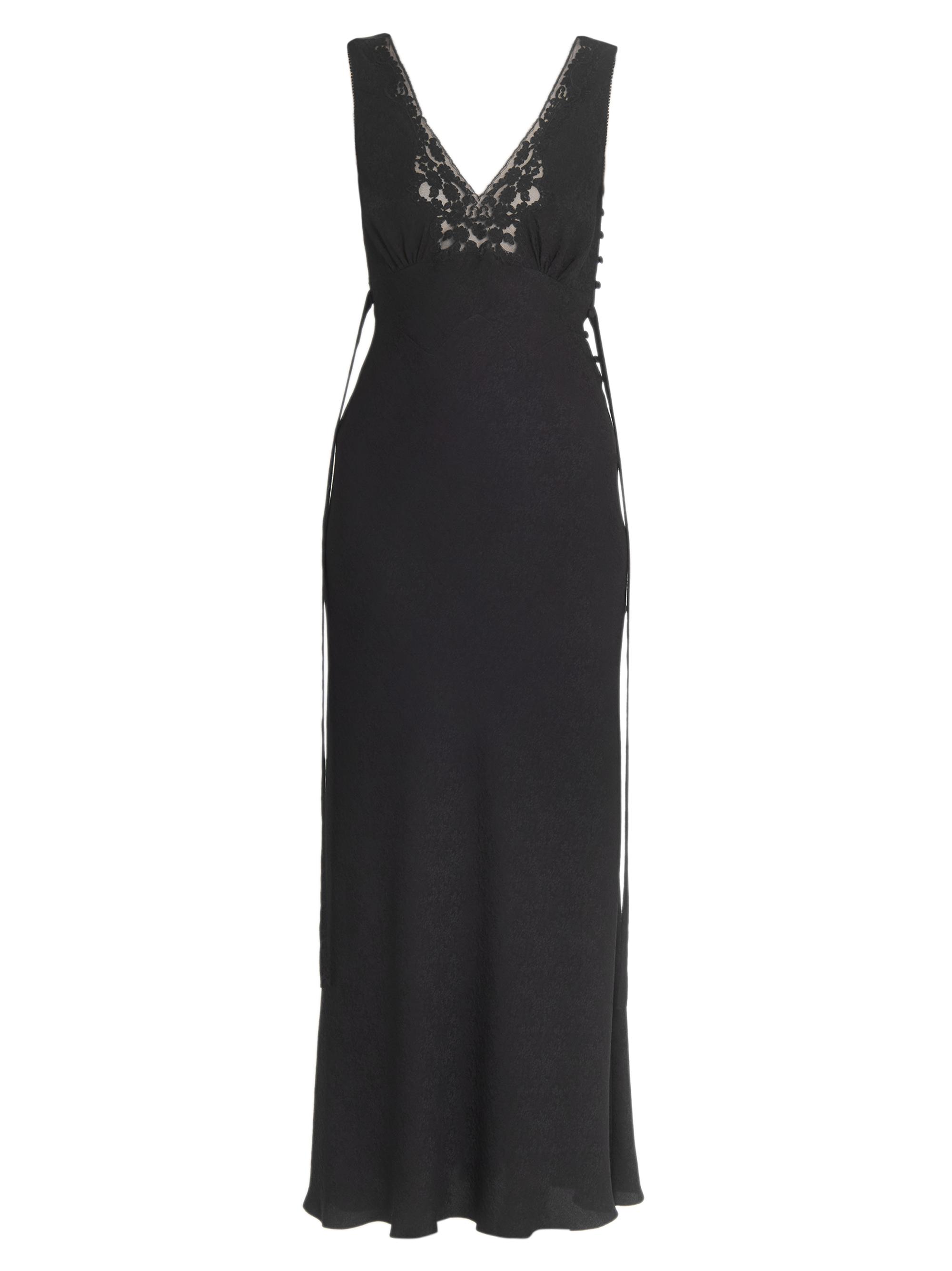 Chloé Women's Lace-Trim Silk Crêpe de Chine Bias-Cut Gown - Black