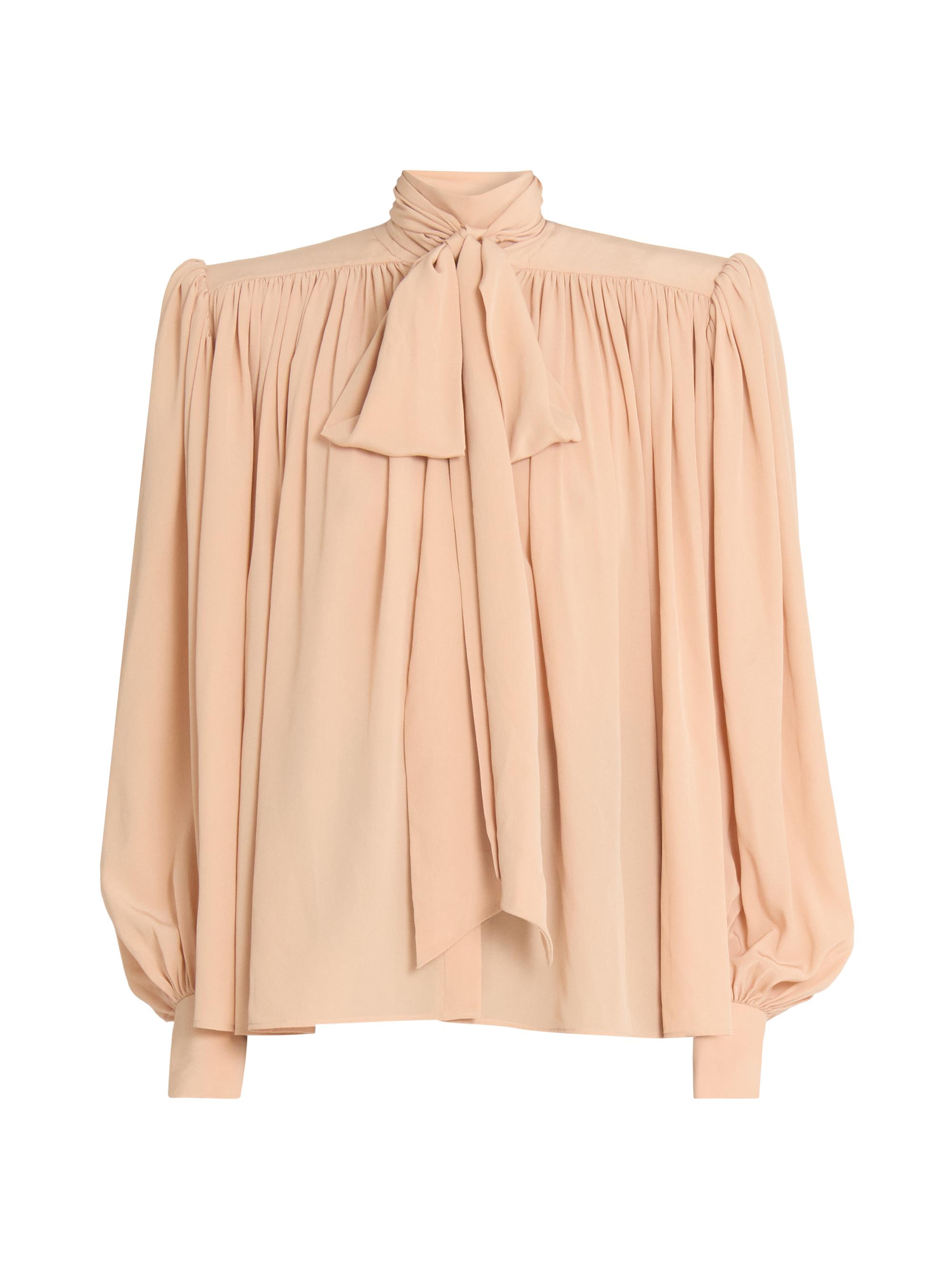 Chloé Women's Tieneck Silk Blouse - Sand Brown
