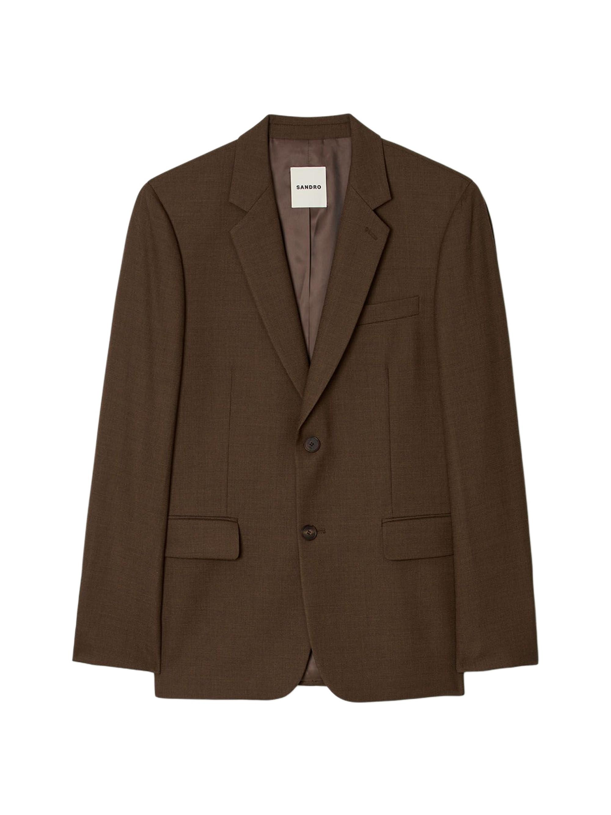 Sandro Men's Wool Suit Jacket - Tobacco Brown
