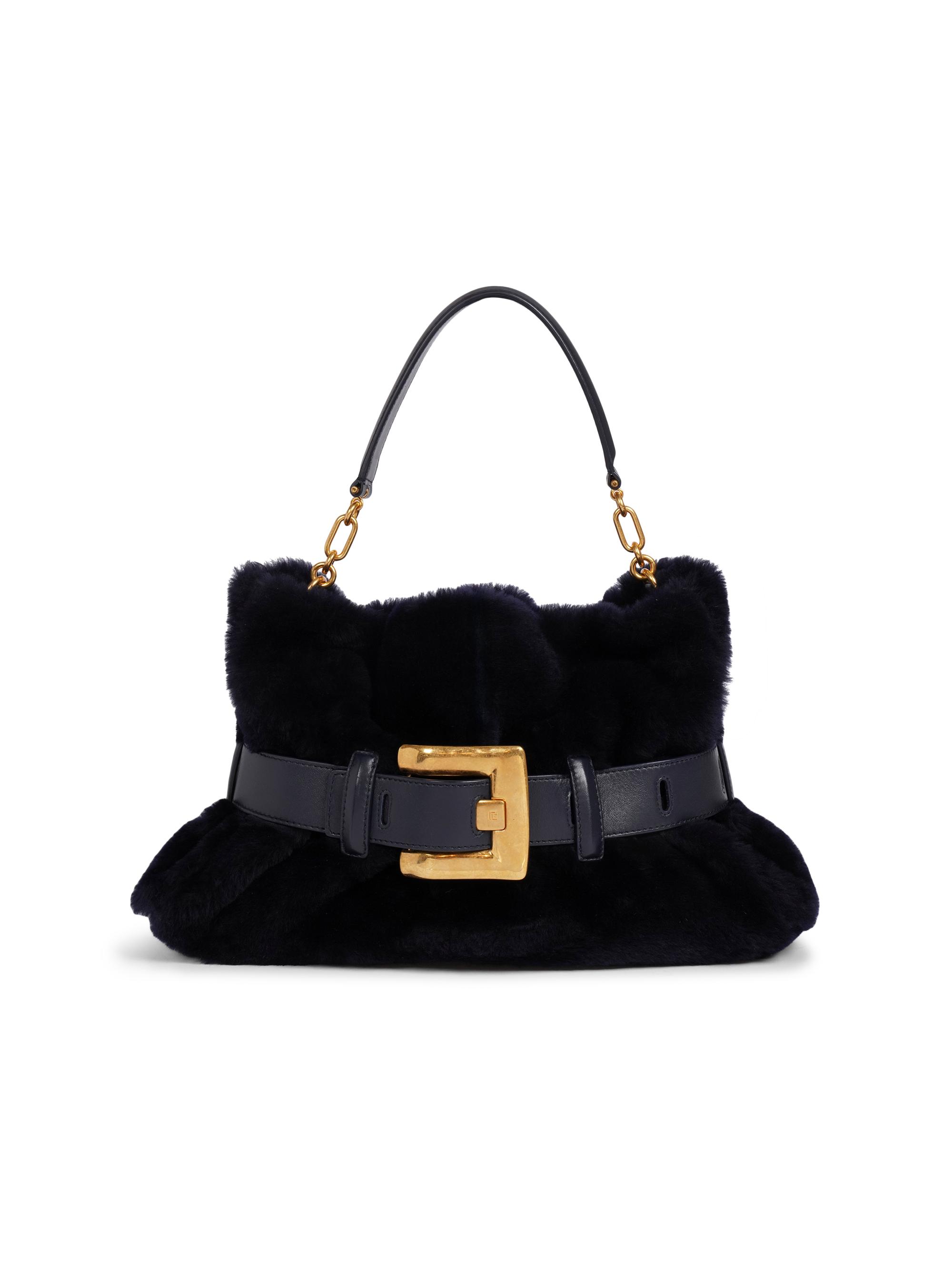 Balmain Women's  Anthem Buckled Shearling Tote Bag - Raven