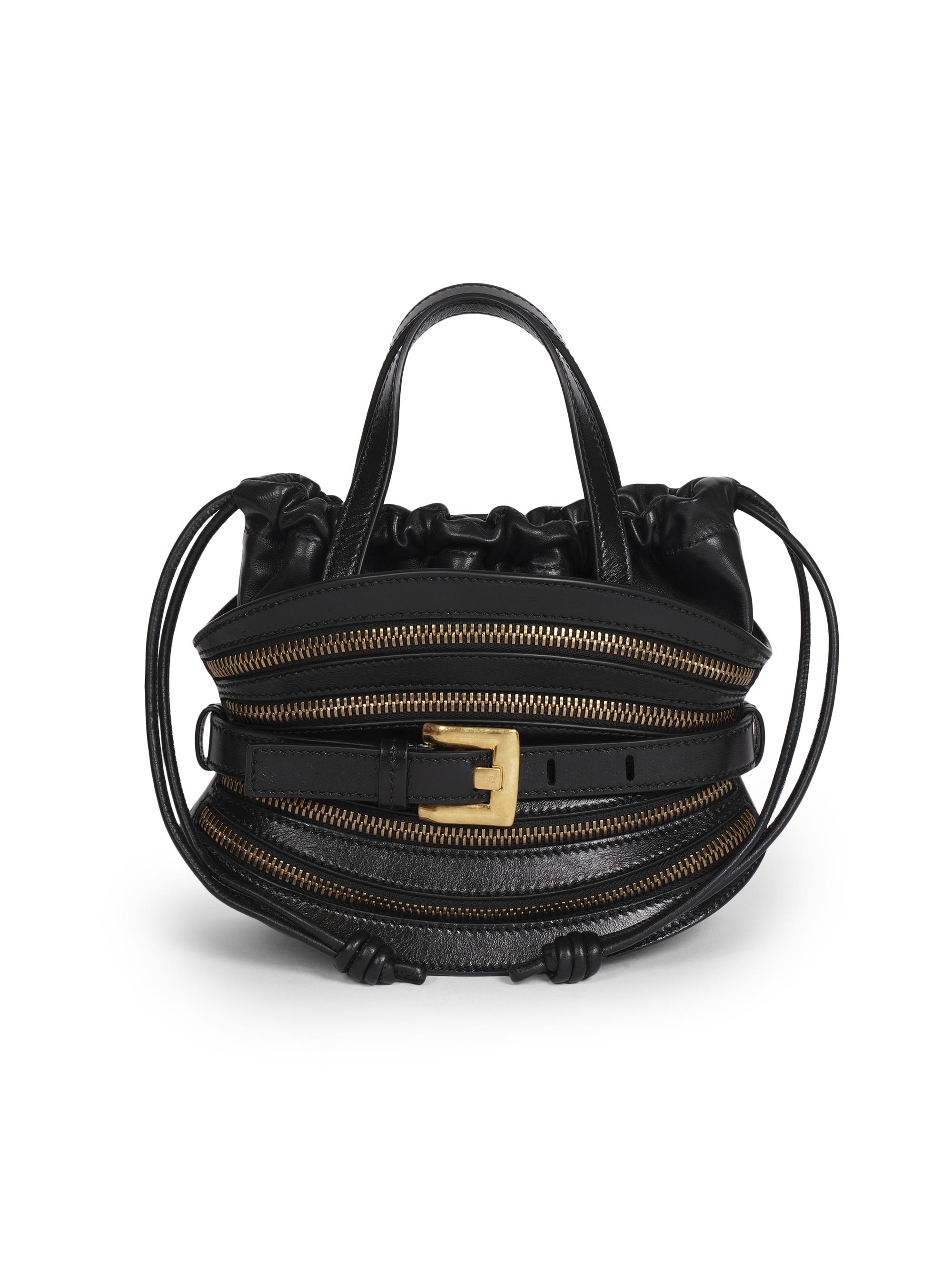Balmain Women's Mini Shuffle Leather Top Handle Bag - Noir
