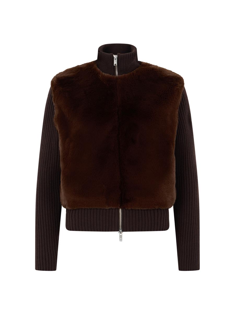 Moose Knuckles Women's Dua Bunny Wool-cashmere Zip Cardigan In Brown