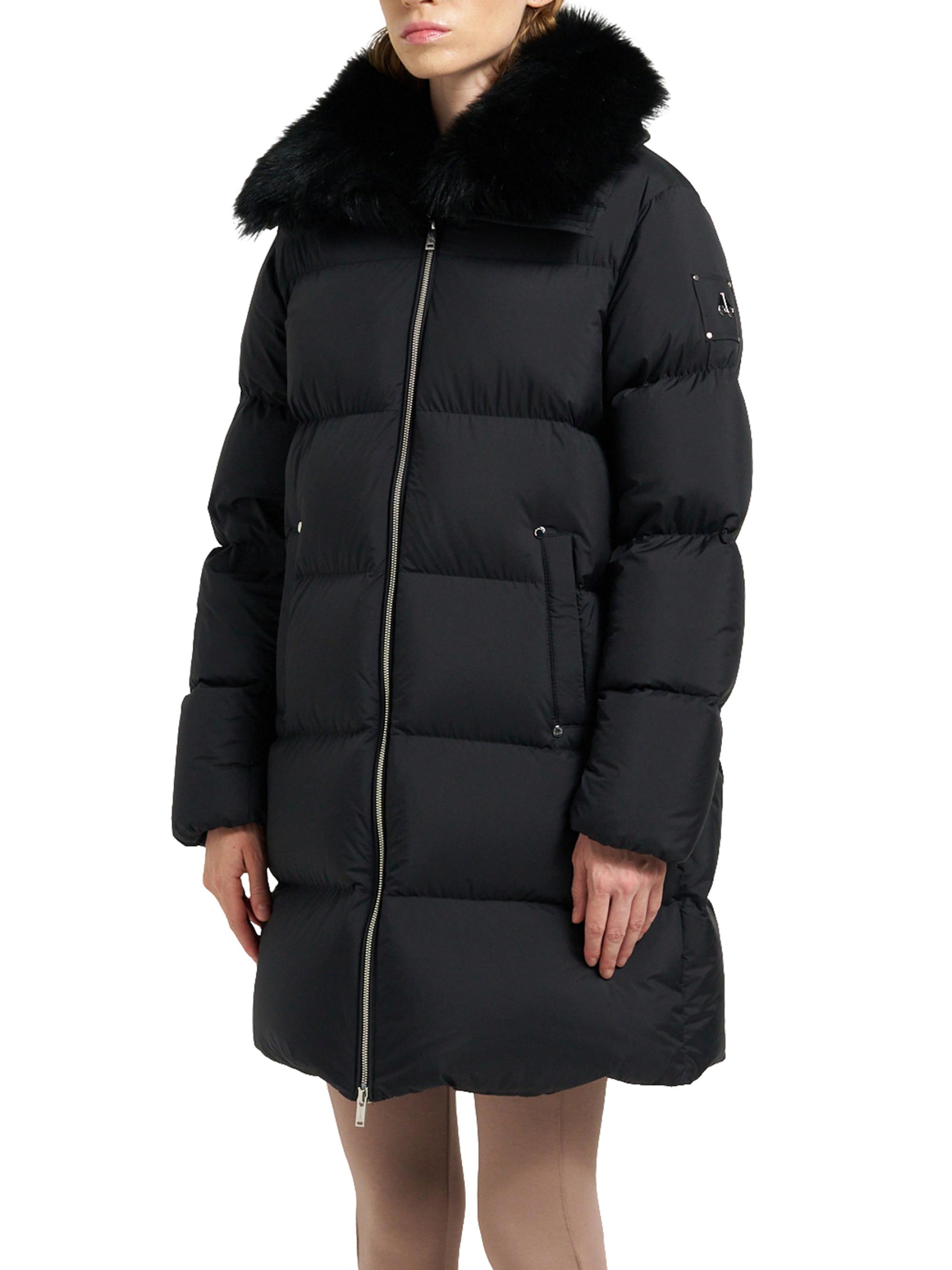 Moose Knuckles Belle Dune Faux-Fur Trim Down Jacket | Saks Fifth