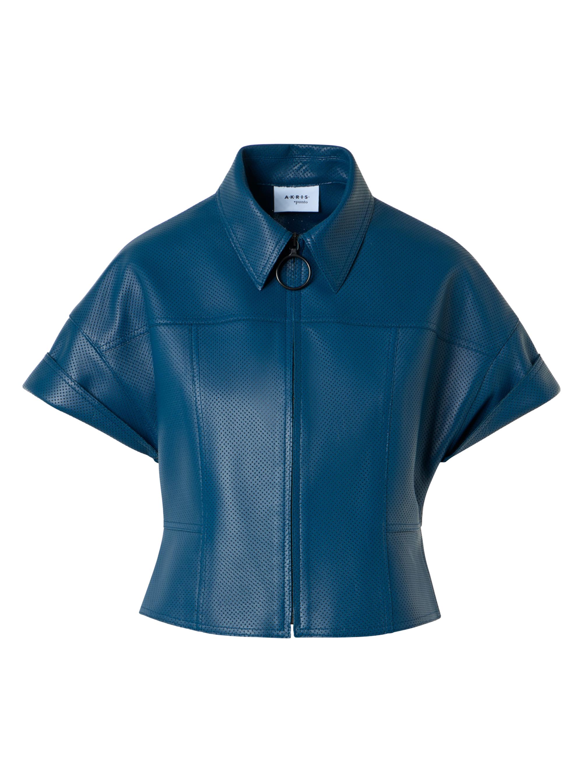 Akris punto Women's Pin-Dot Leather Crop Jacket - Dark Blue