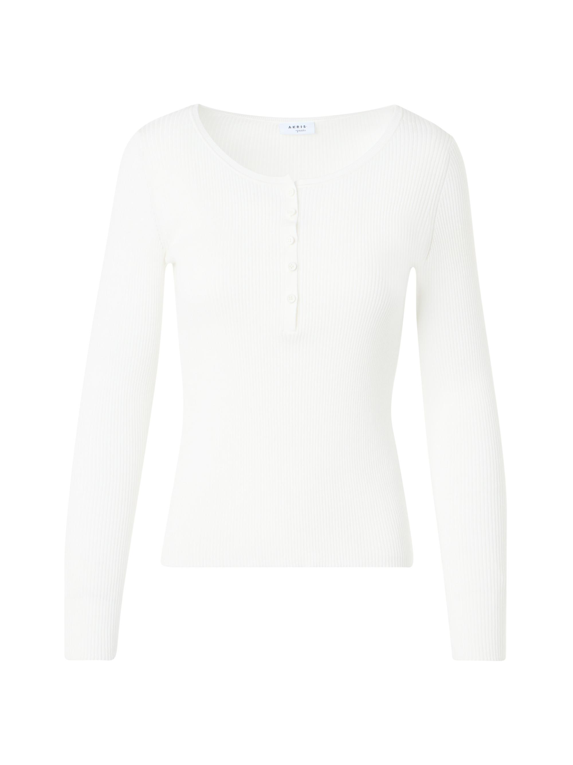 Akris punto Women's Cotton Rib-Knit Scoopneck Henley Sweater - Cream