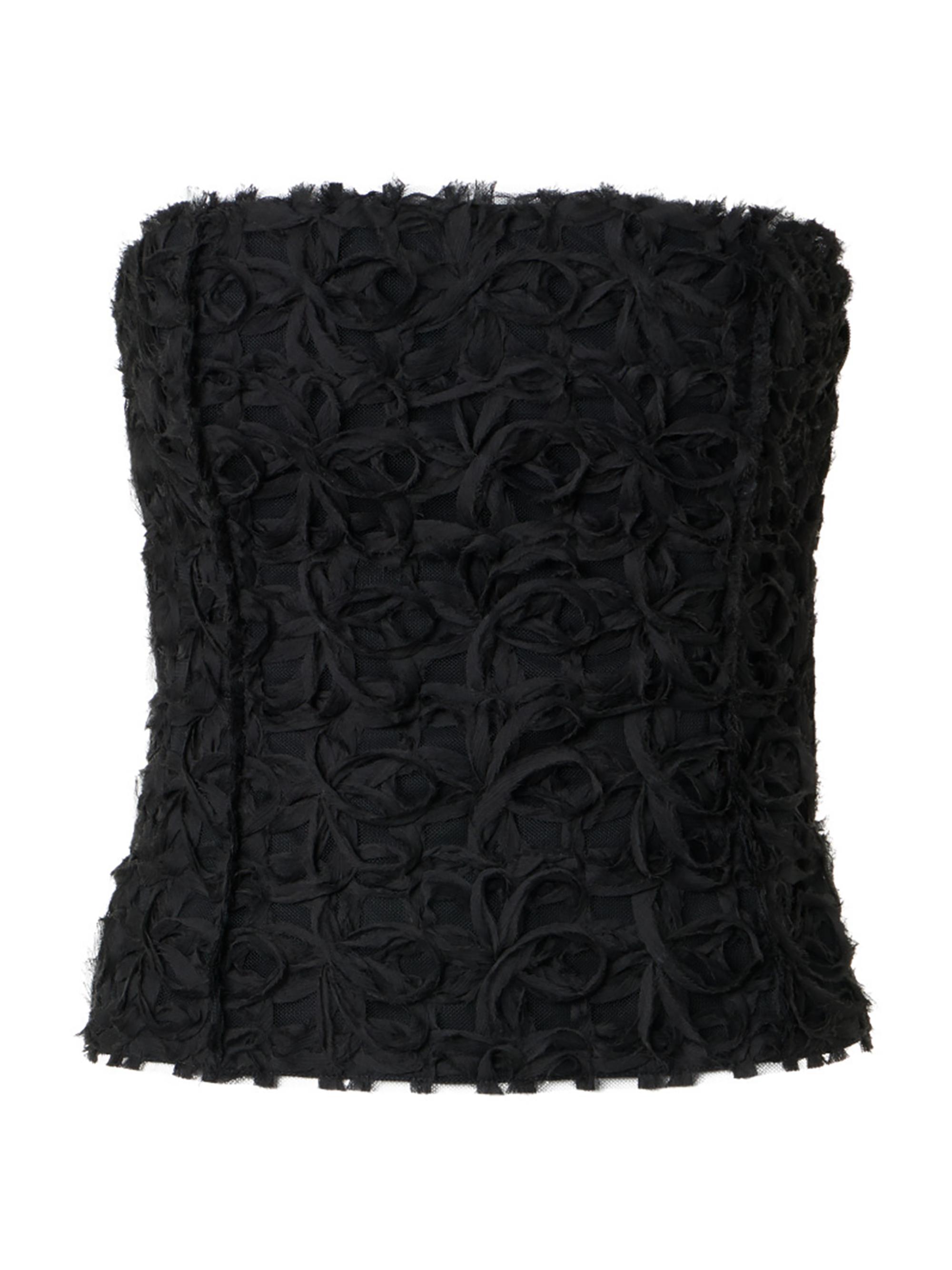 Akris punto Women's Embroidered Tulle Strapless Bustier Top - Black