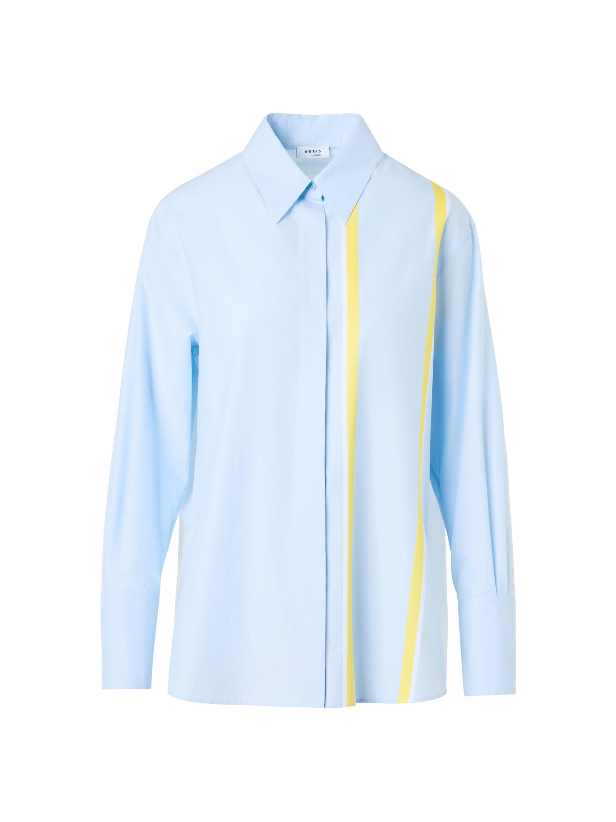 Akris punto Women's Striped Cotton Button-Front Shirt - Sky Blue Lemon Zing Cream