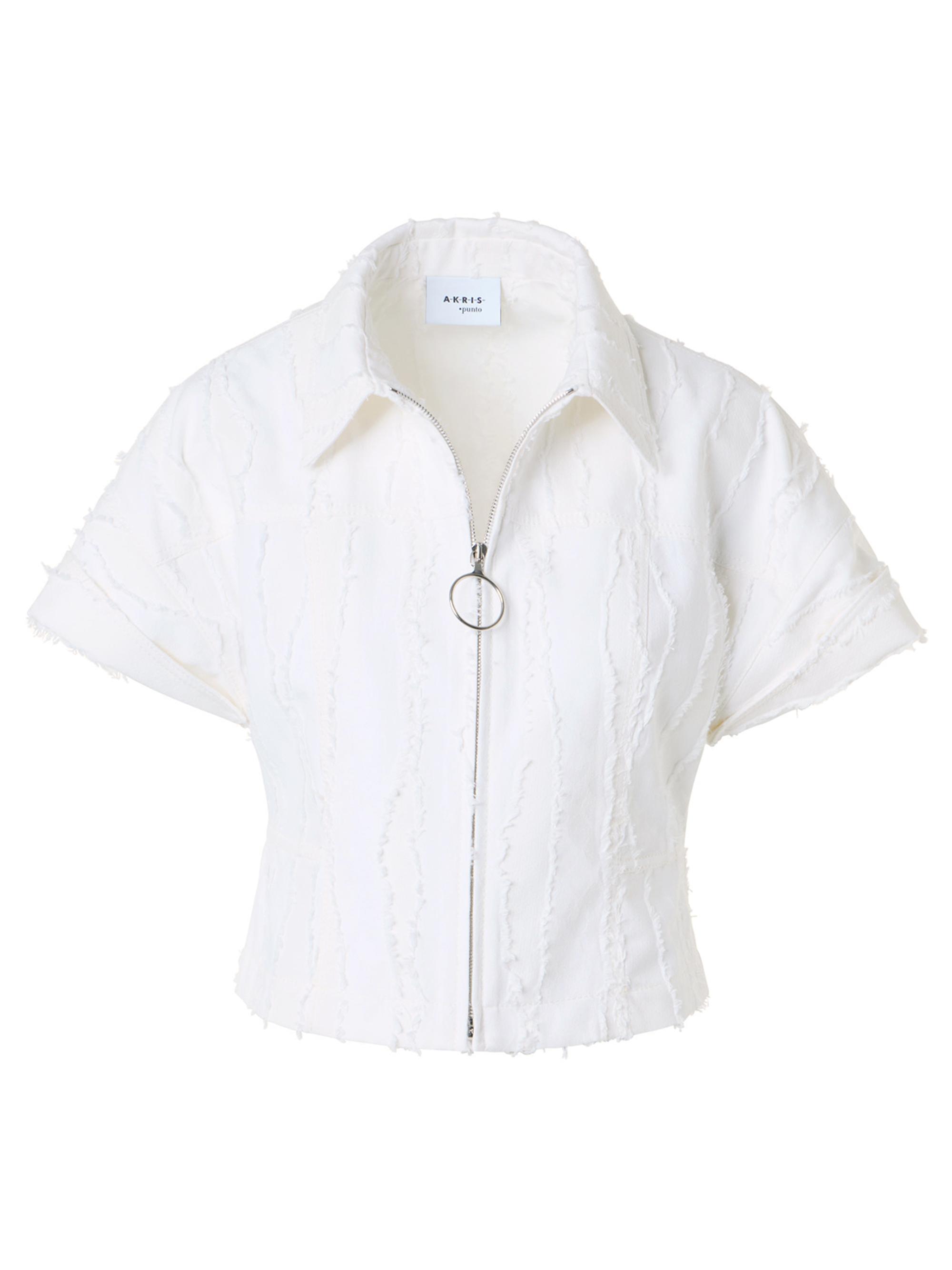 Akris punto Women's Cotton Short-Sleeve Crop Jacket - Cream