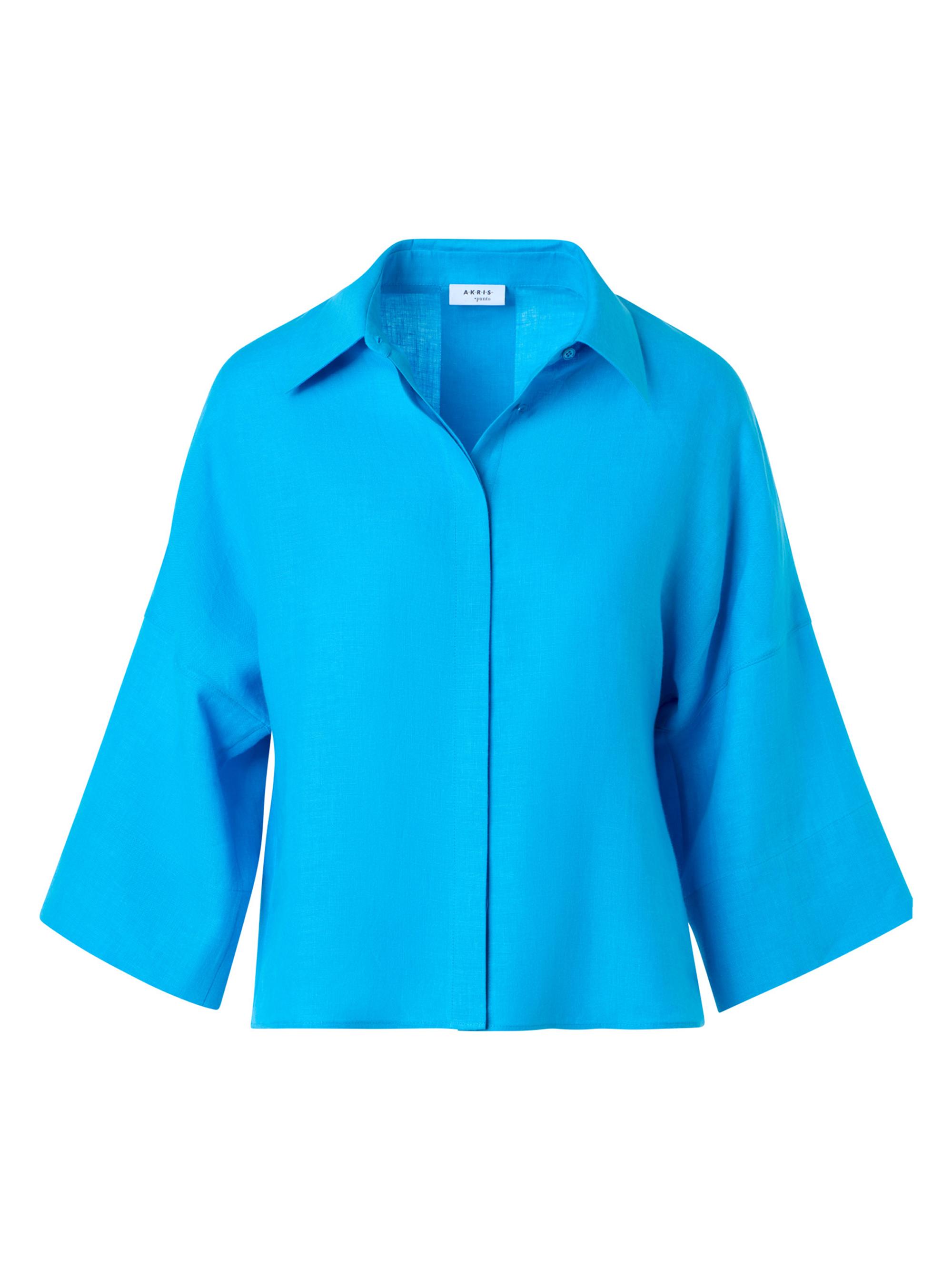 Akris punto Women's Washed-Linen Crop Shirt - Turquoise