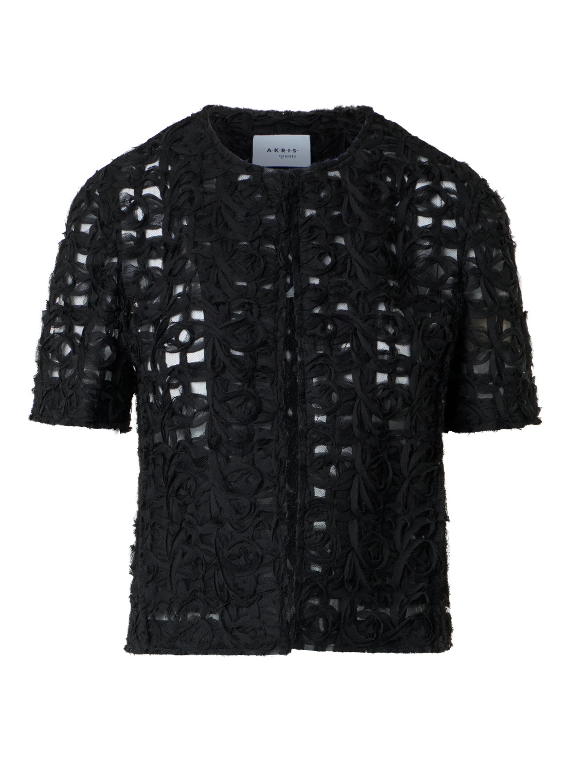 Akris punto Women's Embroidered Tulle Crewneck Jacket - Black