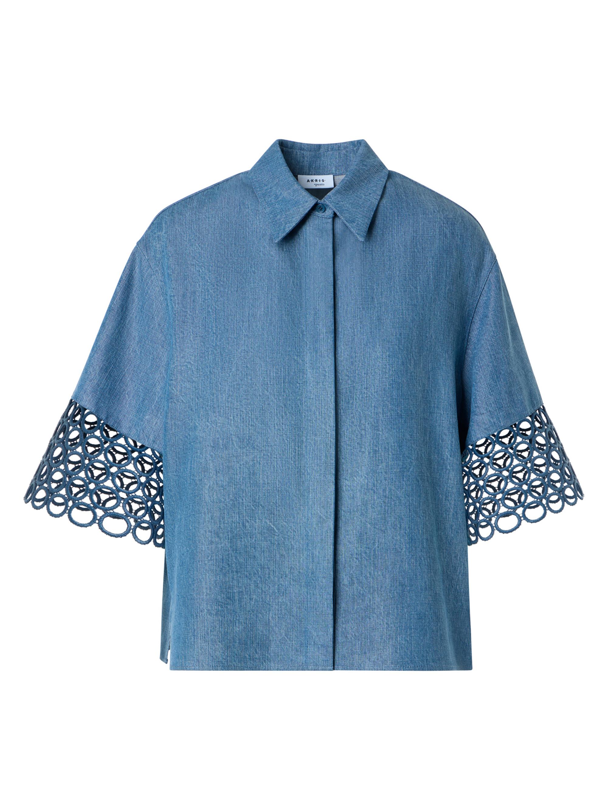Akris punto Women's Guipure Washed-Denim Blouse - Medium Blue Denim