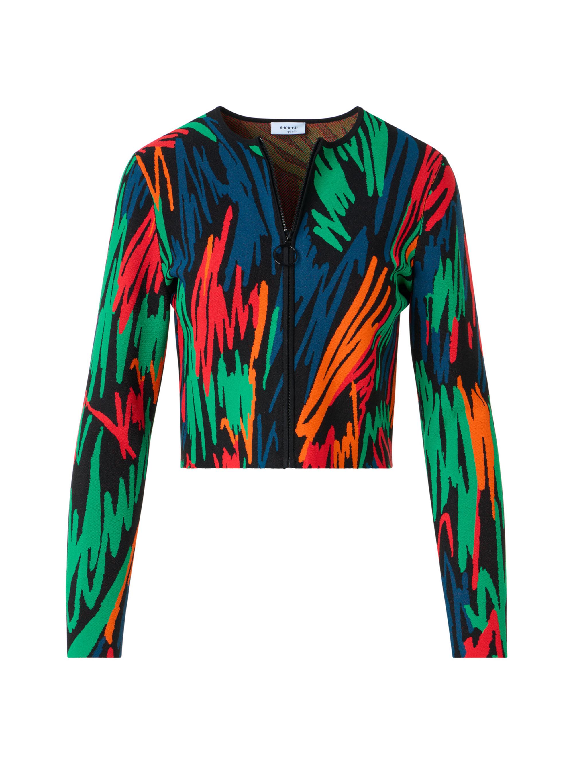 Akris punto Women's Scribble Jacquard Knit Zip-Front Cardigan - Black Multi
