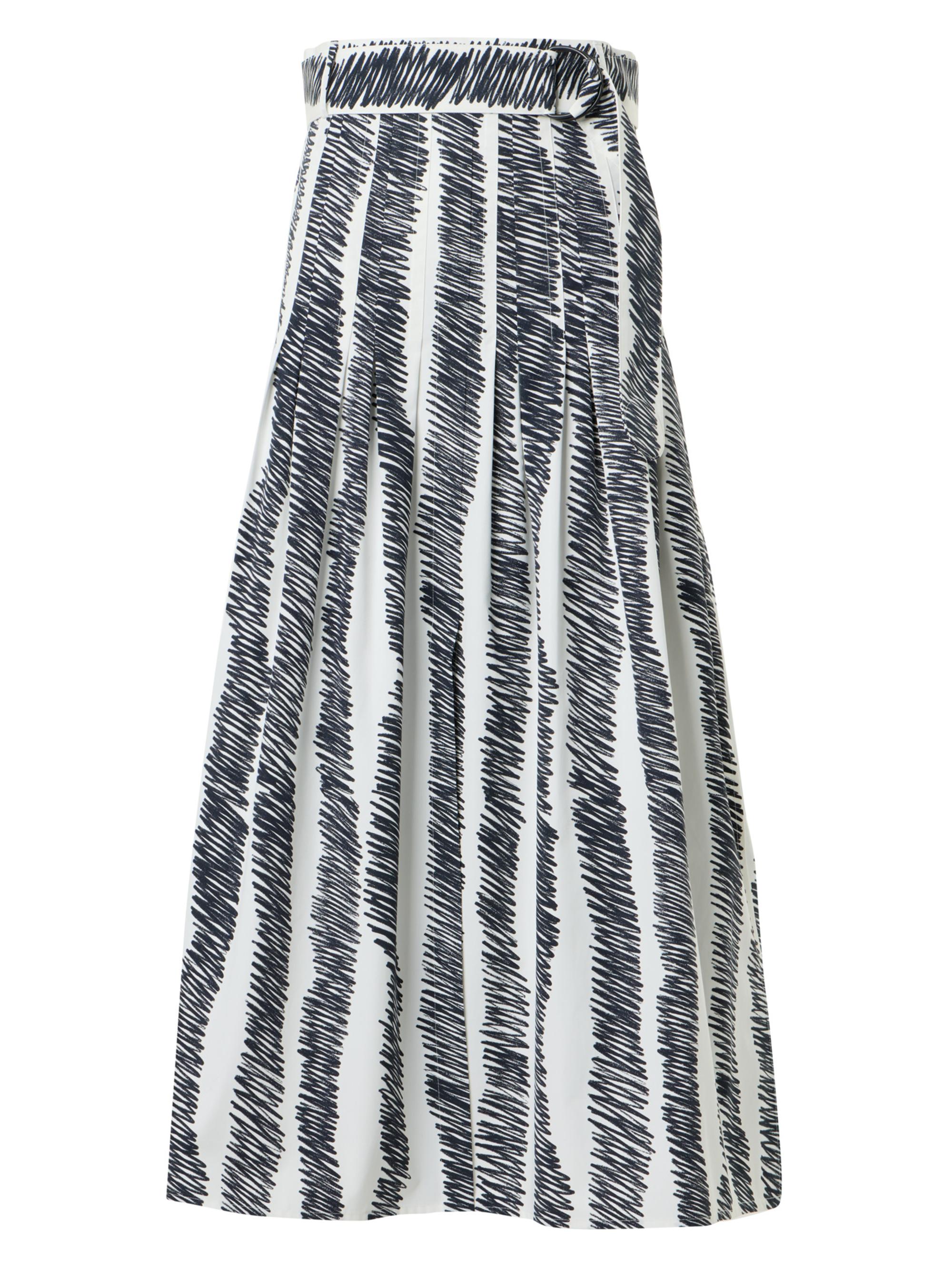 Akris punto Women's Scribble Print Cotton Pleated Midi-Skirt - Cream Black