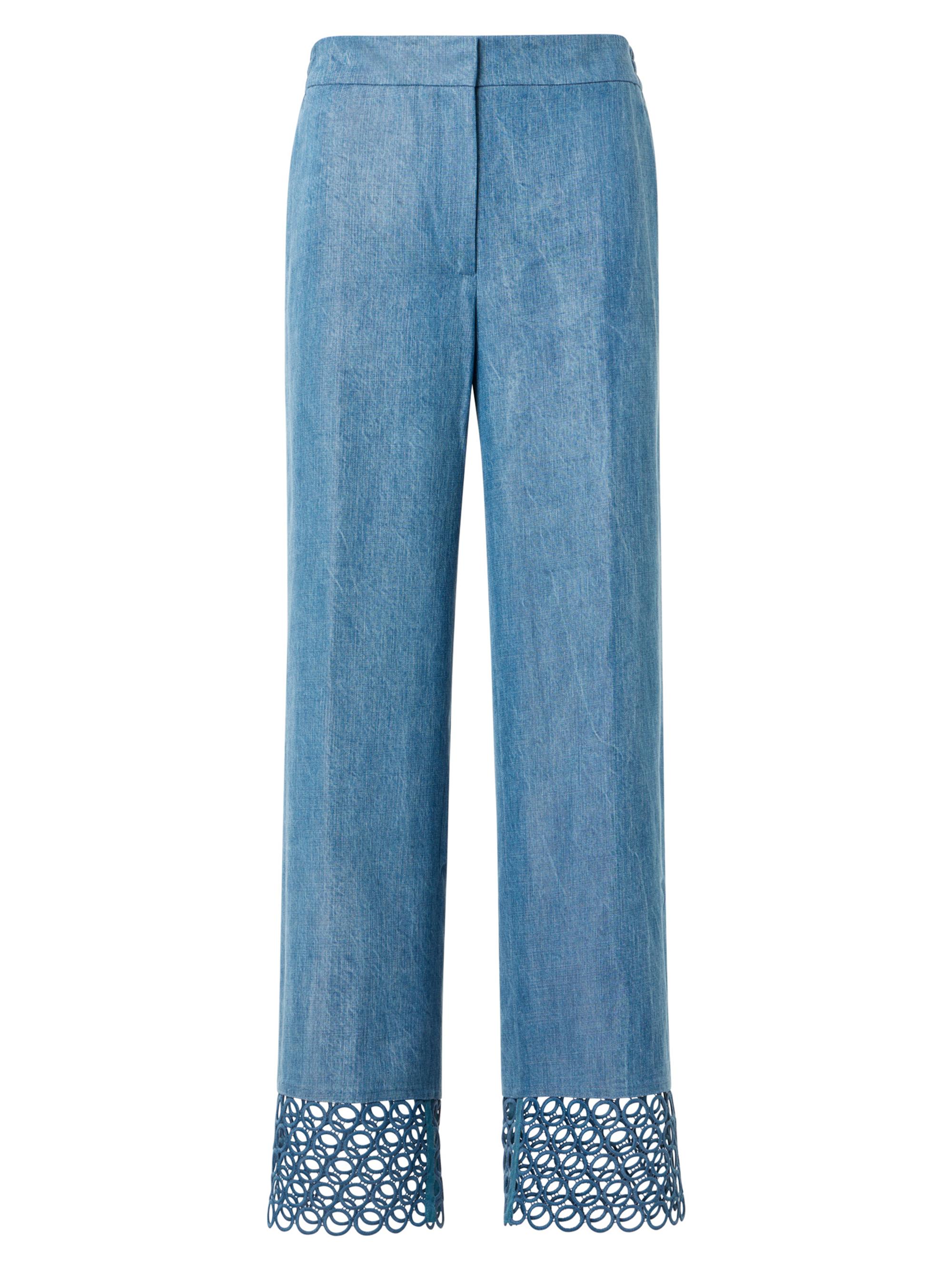 Akris punto Women's Marlon Embellished Washed-Denim Straight-Leg Pants - Medium Blue Denim