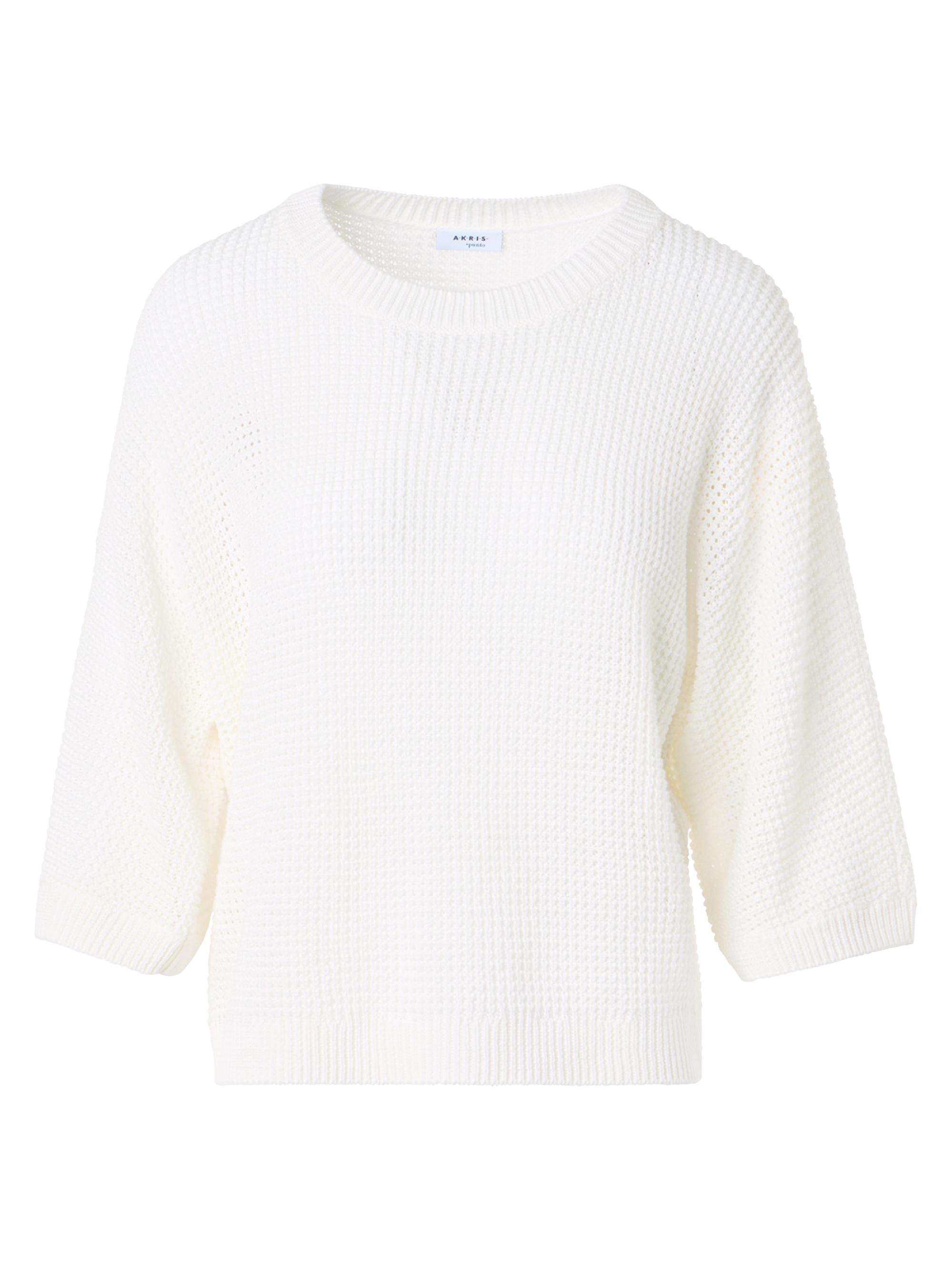 Akris punto Women's Linen-Cotton Knit Crewneck Sweater - Cream