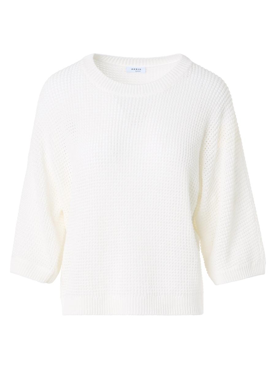 Akris Punto Women's Linen-cotton Knit Crewneck Sweater In White