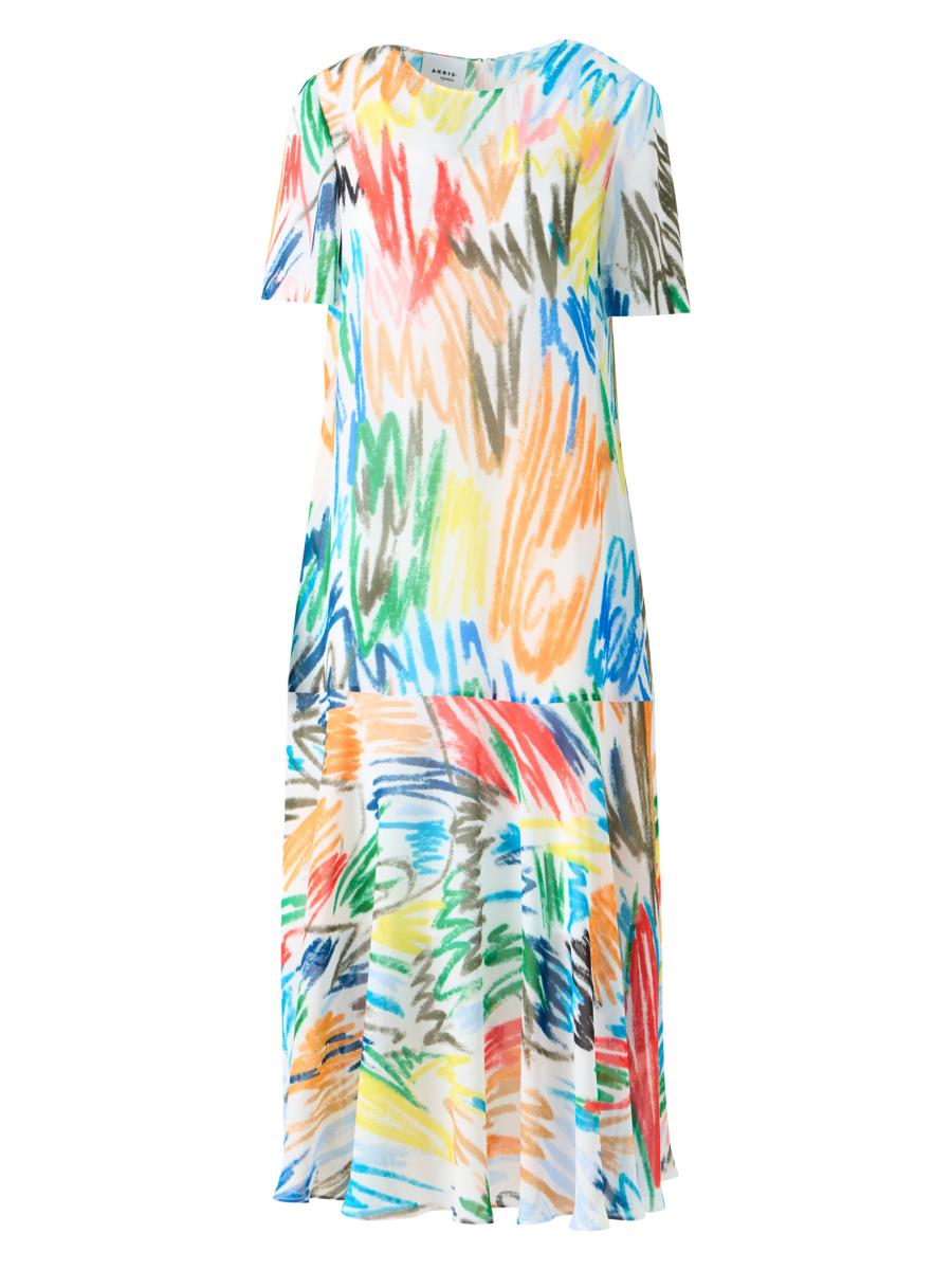 Akris punto Abstract Georgette Crewneck Midi-Dress | Saks Fifth Avenue