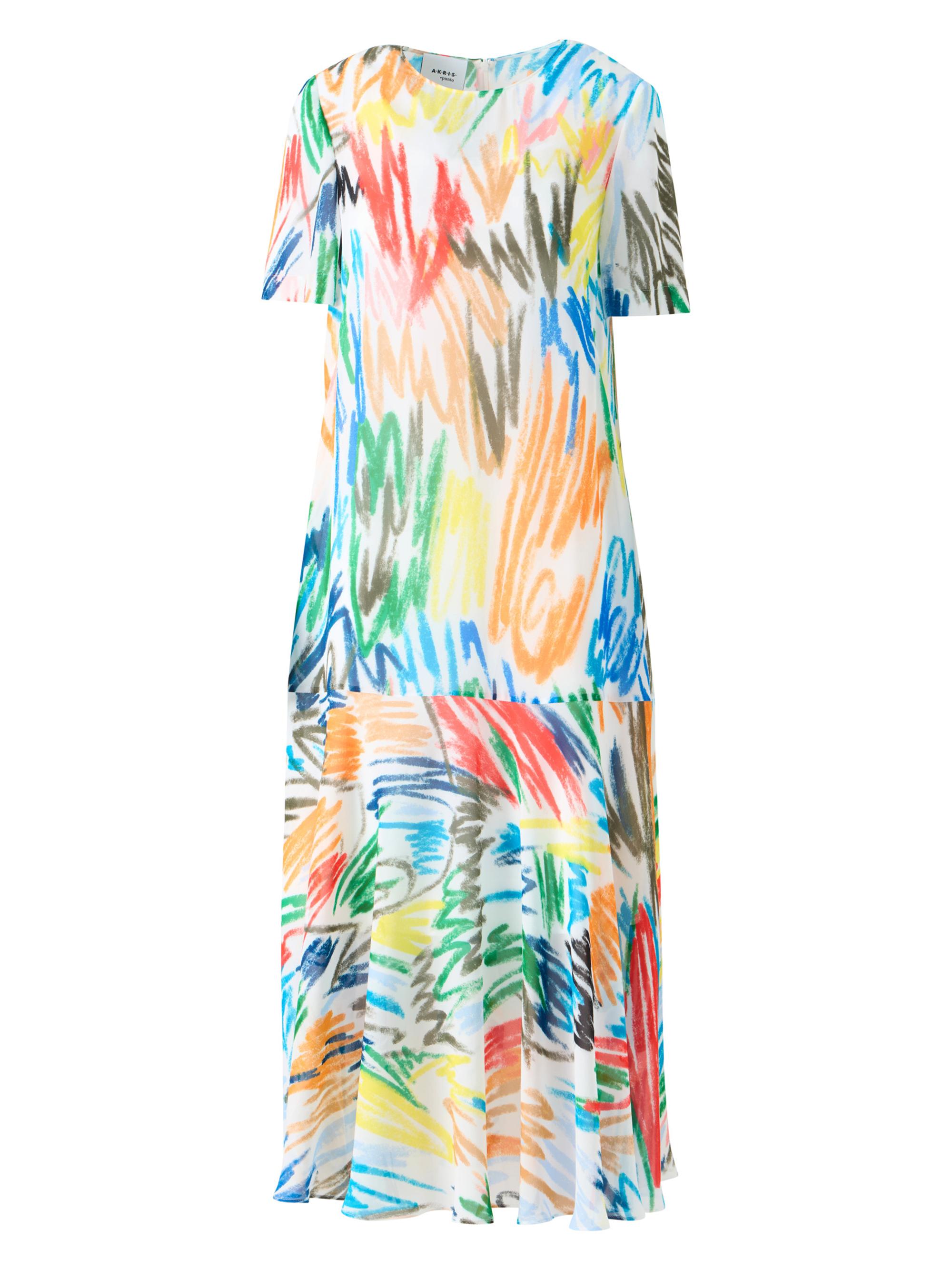 Akris punto Women's Abstract Georgette Crewneck Midi-Dress - Cream Multi