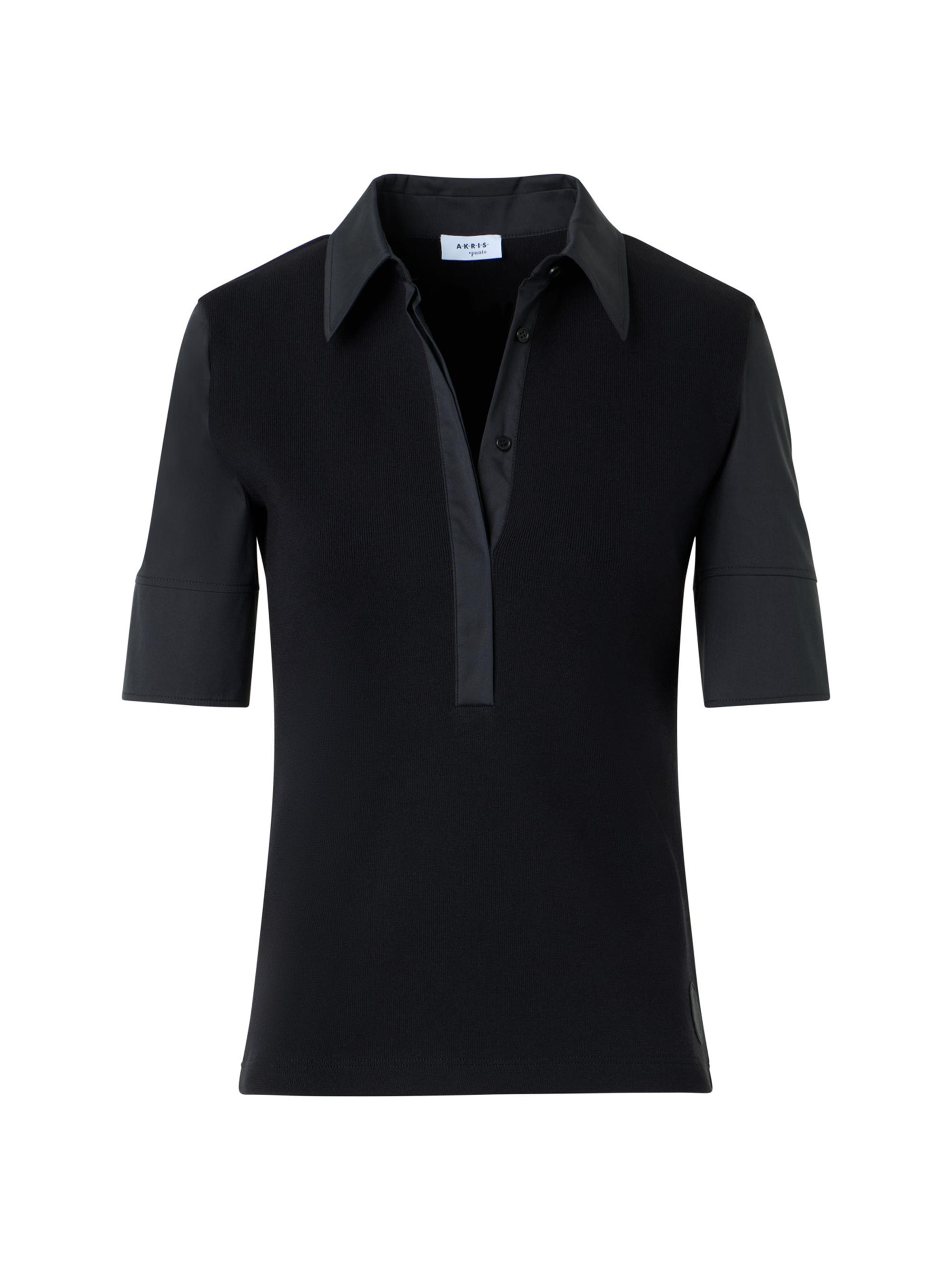 Akris punto Women's Ribbed Stretch-Jersey Polo Shirt - Black