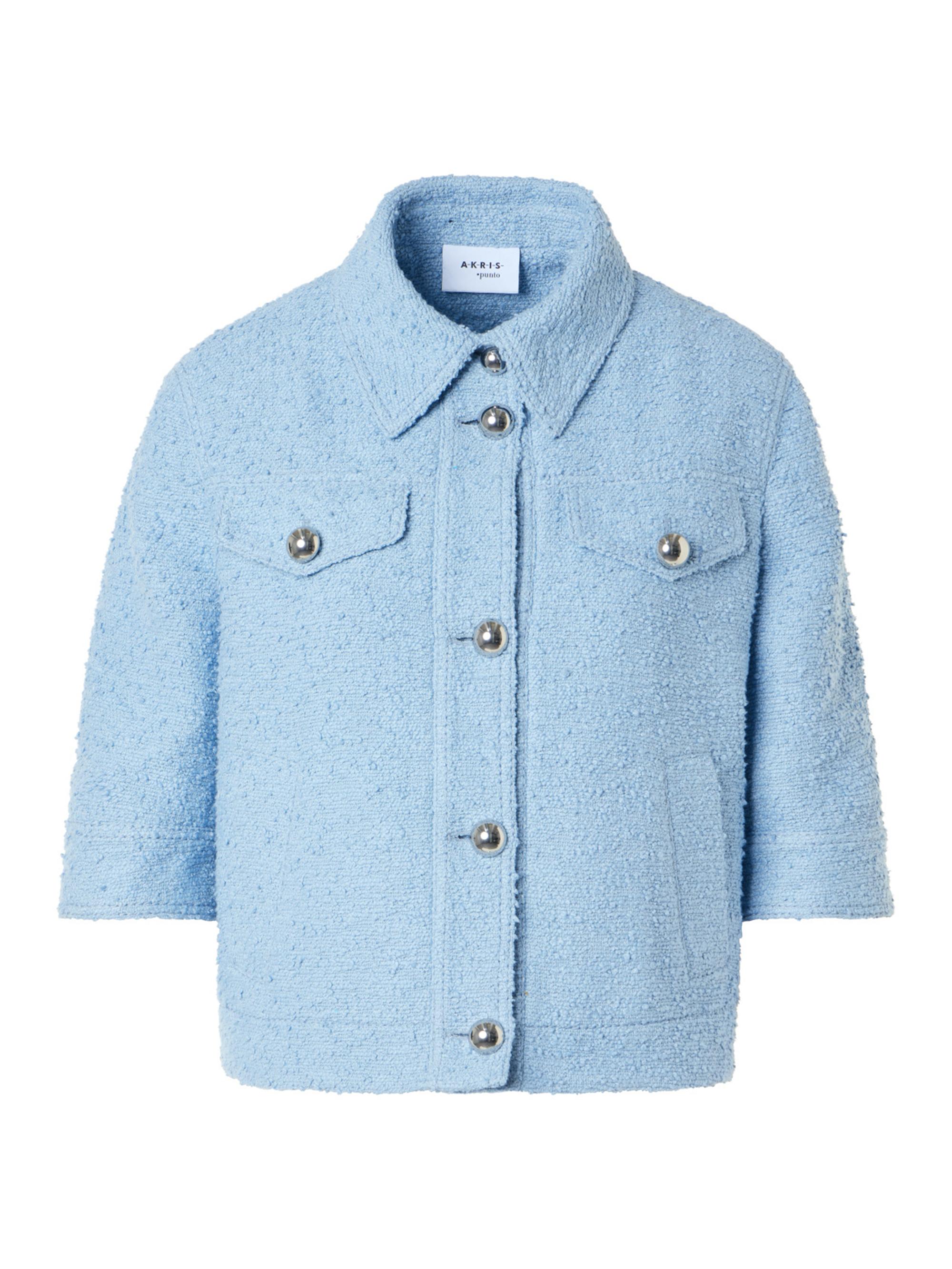 Akris punto Women's Bouclé Boxy Short-Sleeve Jacket - Sky Blue
