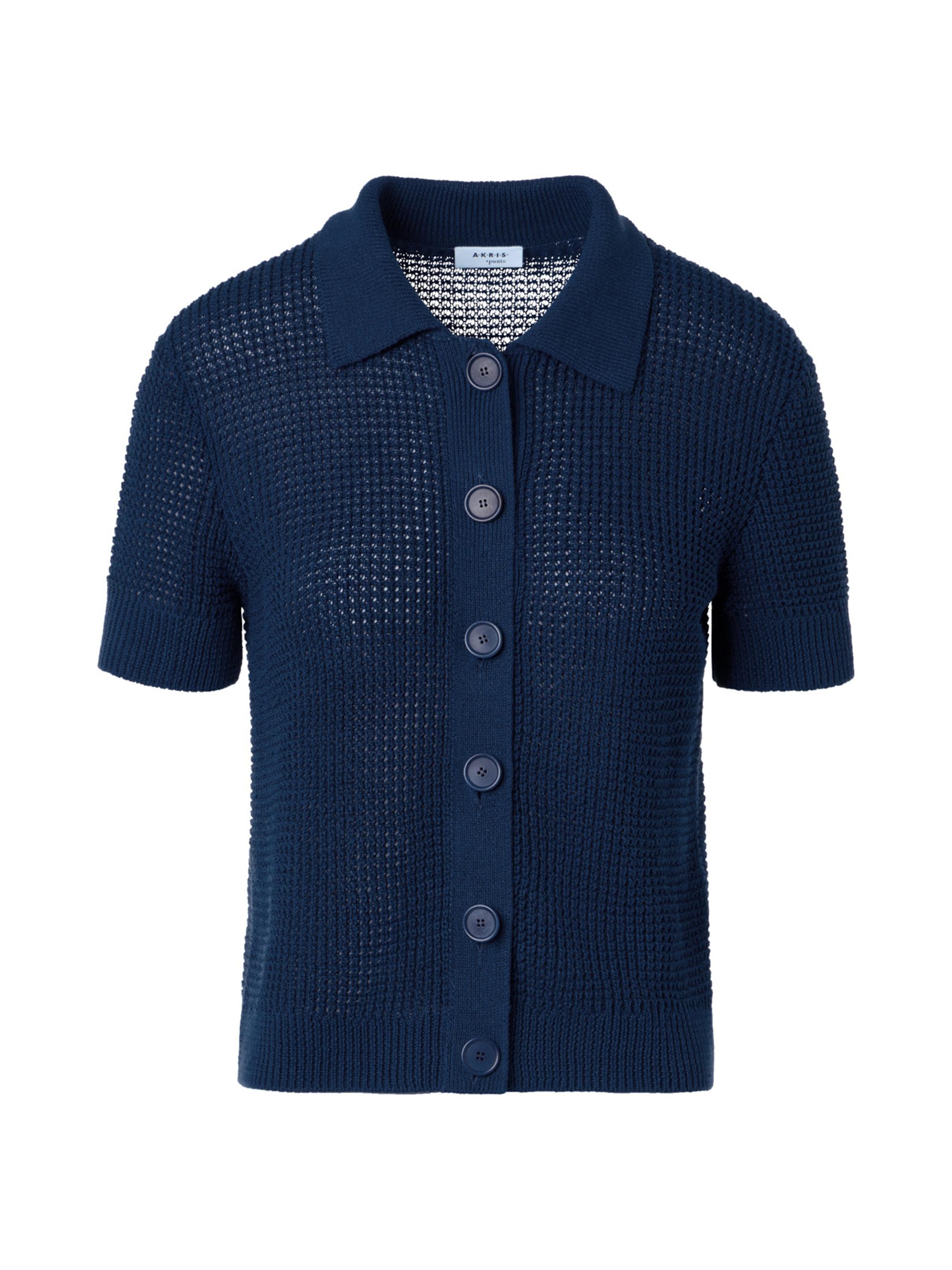 Akris punto Women's Linen/Cotton Open-Knit Short-Sleeve Cardigan - Dark Blue