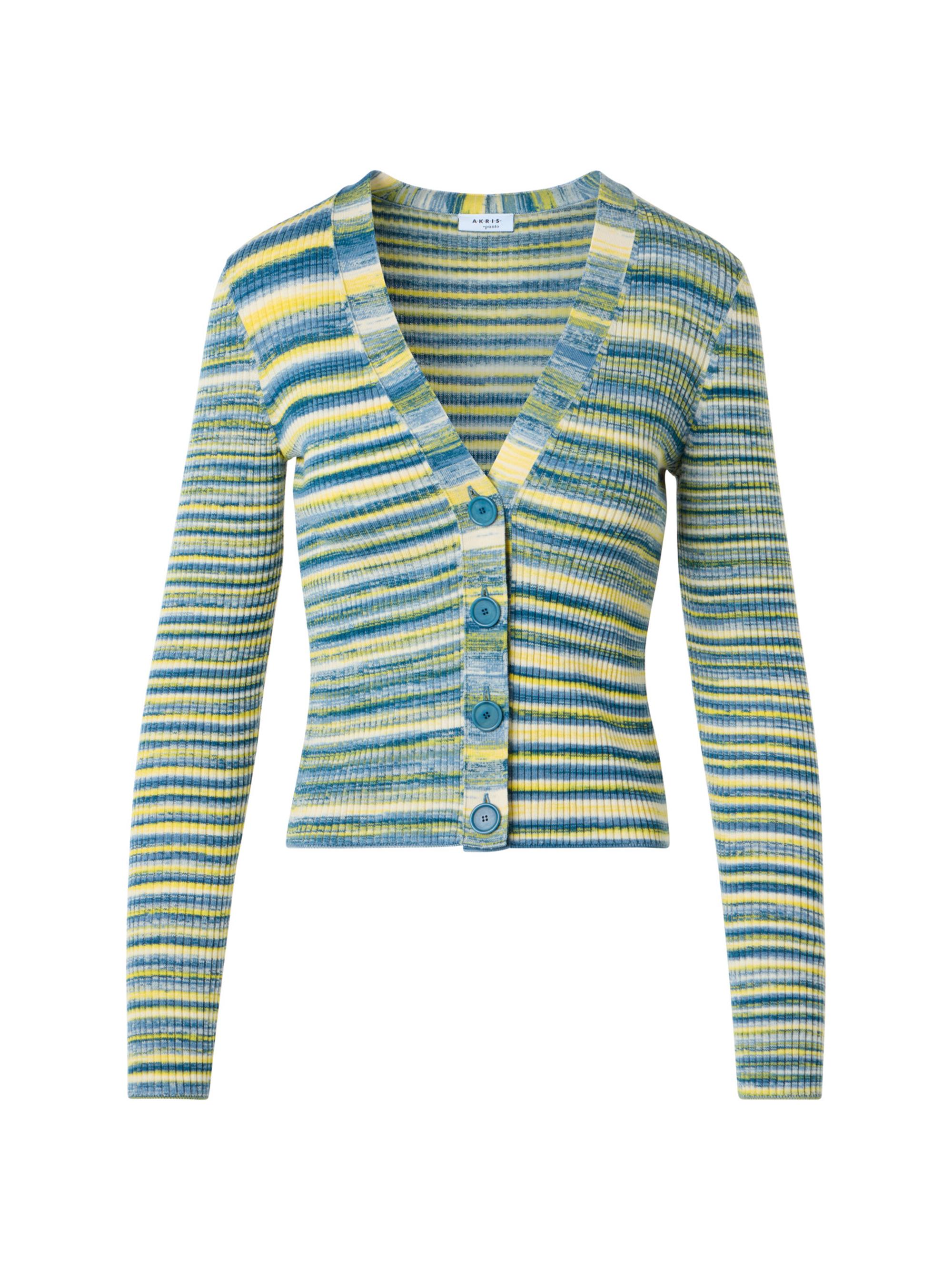 Akris punto Women's Space-Dye Ribbed Merino Wool Cardigan - Sky Blue Multi