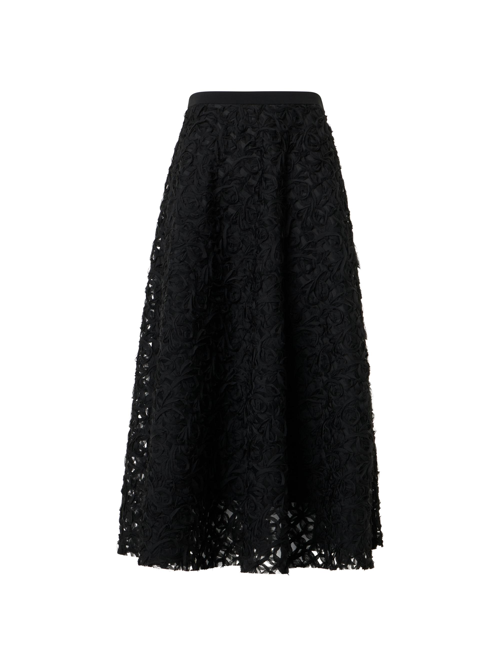 Akris punto Women's Scribble Embroidery Tulle Midi-Skirt - Black