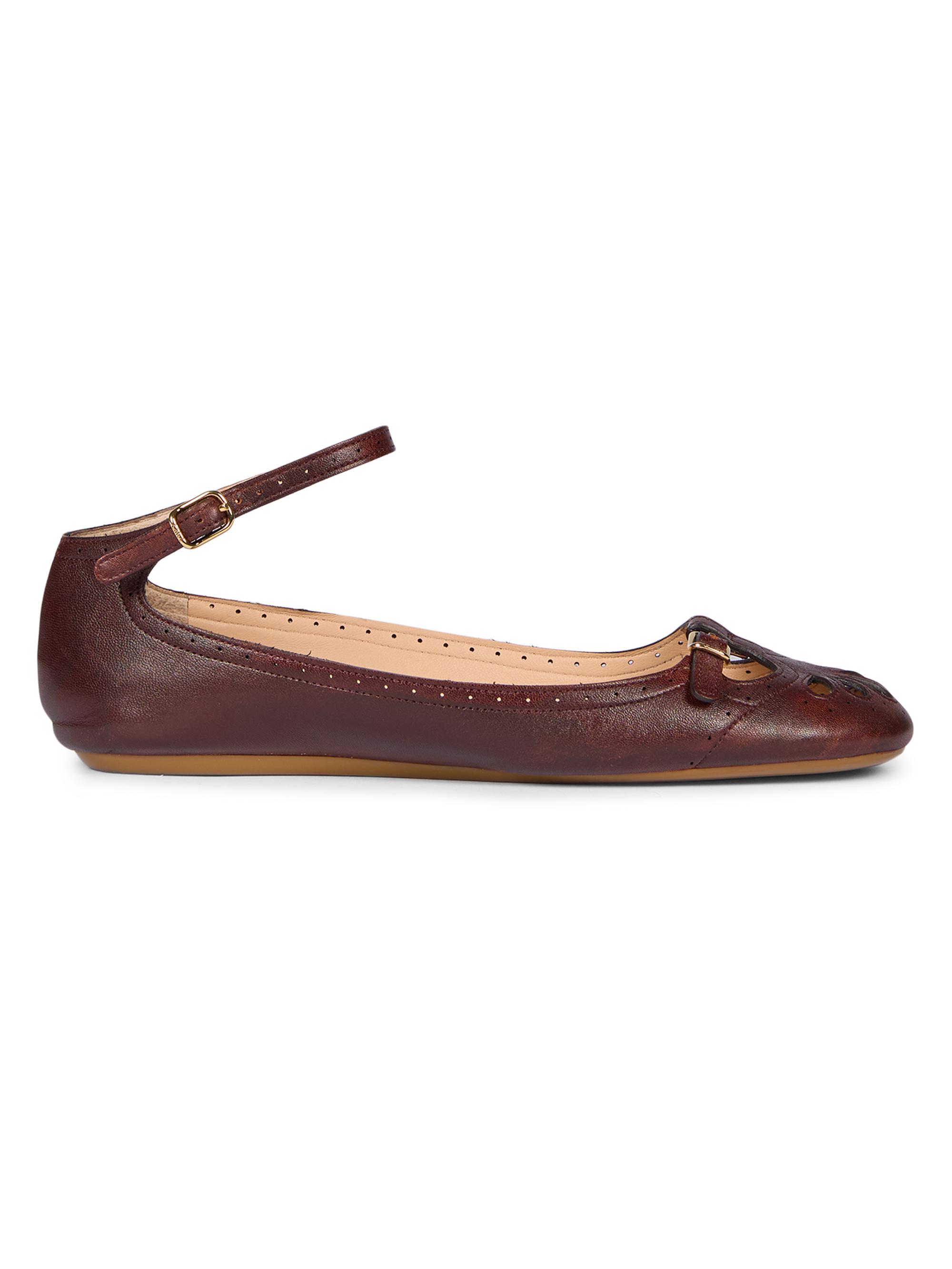 Chloé Women's Misty Cut-Out Leather Ballet Flats - Burnt Purple