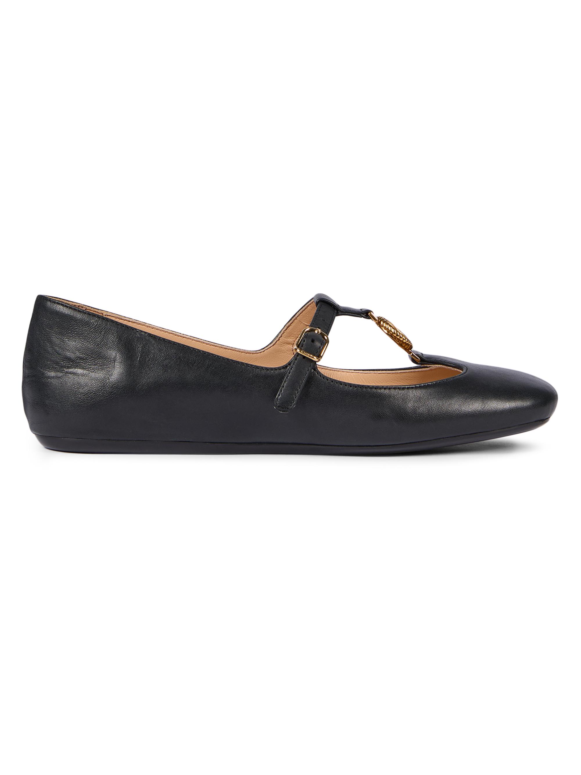 Chloé Women's Leonore Leather T-Strap Ballet Flats - Black