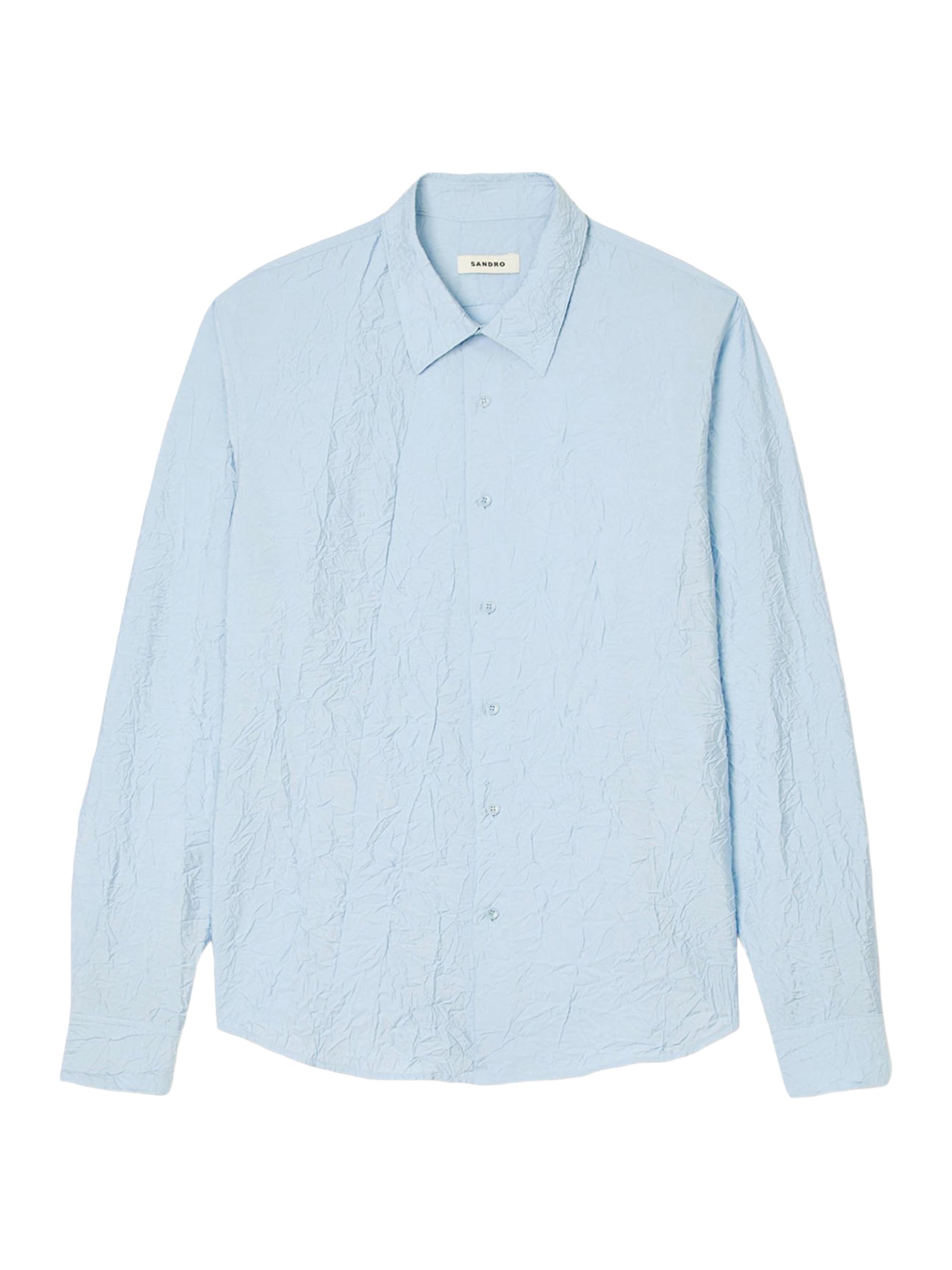 Sandro Men's Crinkled Effect Shirt - Sky Blue