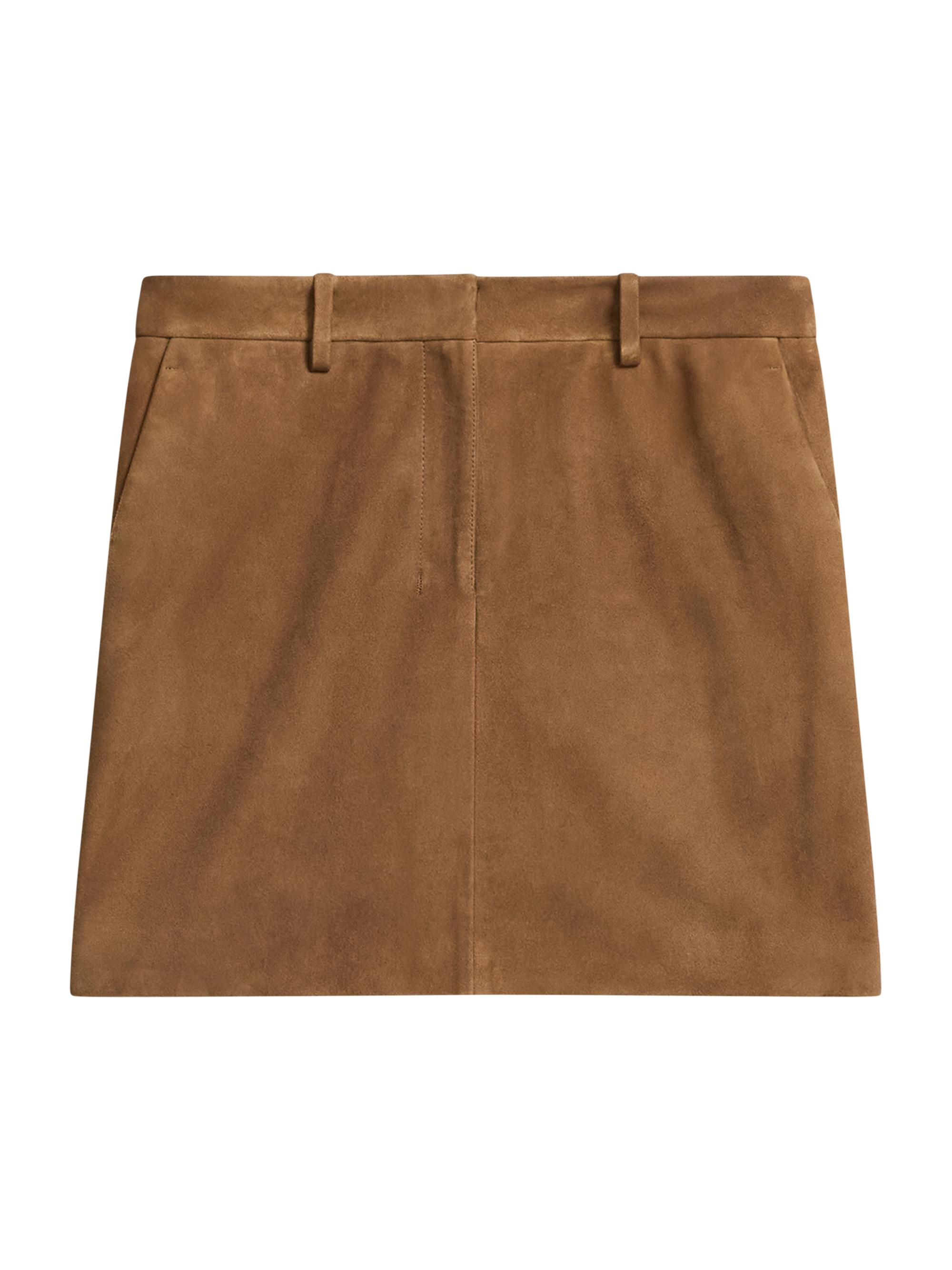 Theory Women's Trouser Crepe Miniskirt - Deep Tobacco