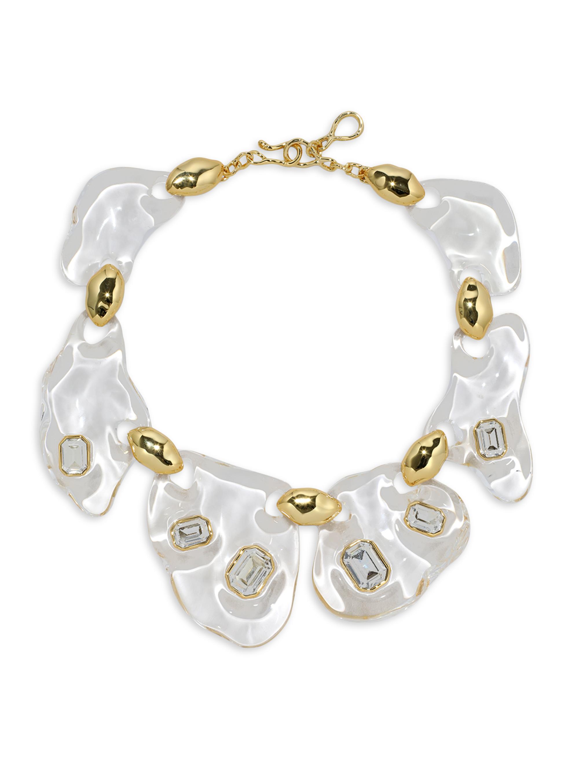 Alexis Bittar Women's Liquid Lucite Pebble 14K-Gold-Plated & Crystal Collar Necklace