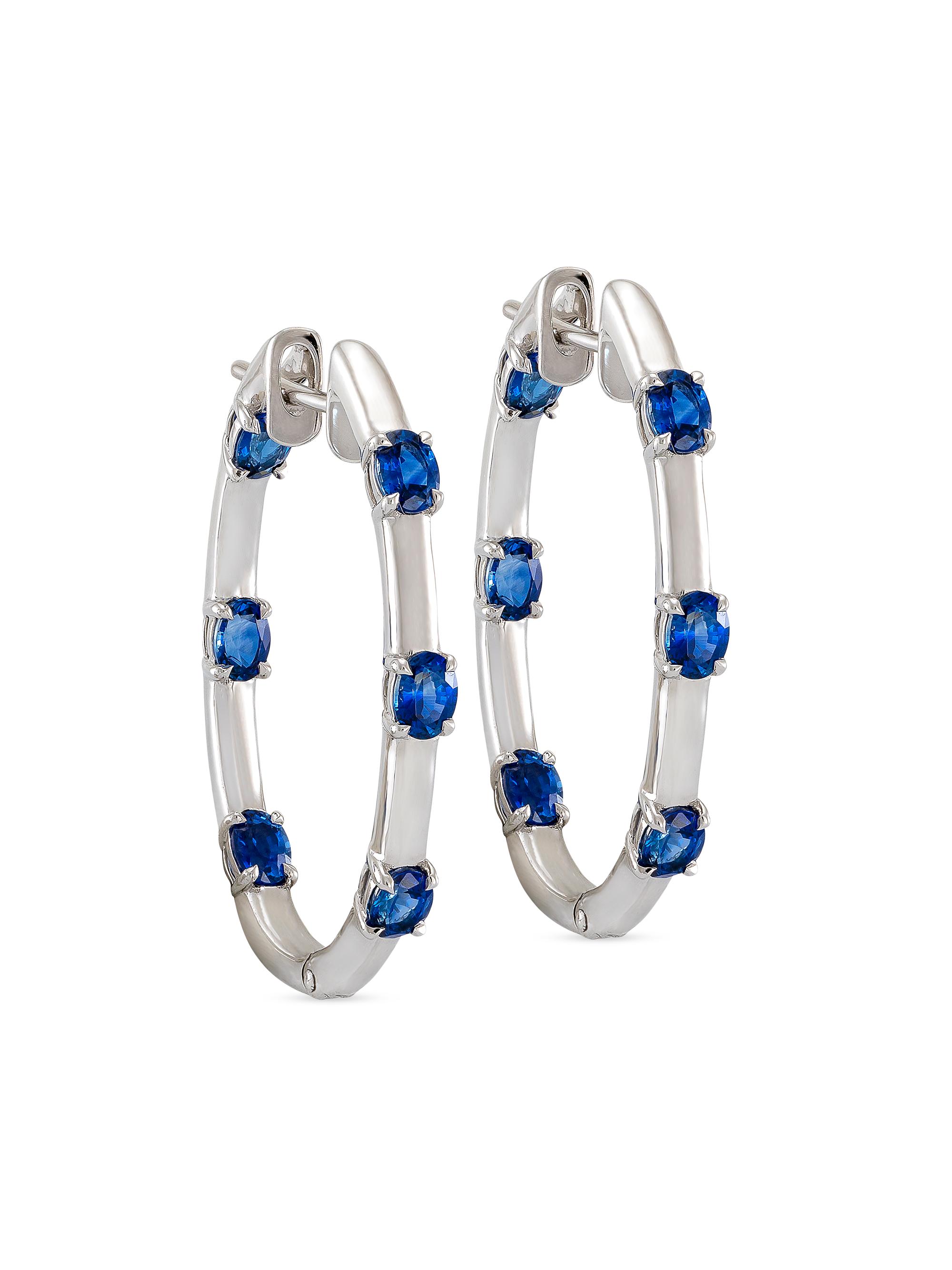 Etho Maria Women's Dolce 18K Gold & Gemstone Inside-Out Hoop Earrings - White Gold