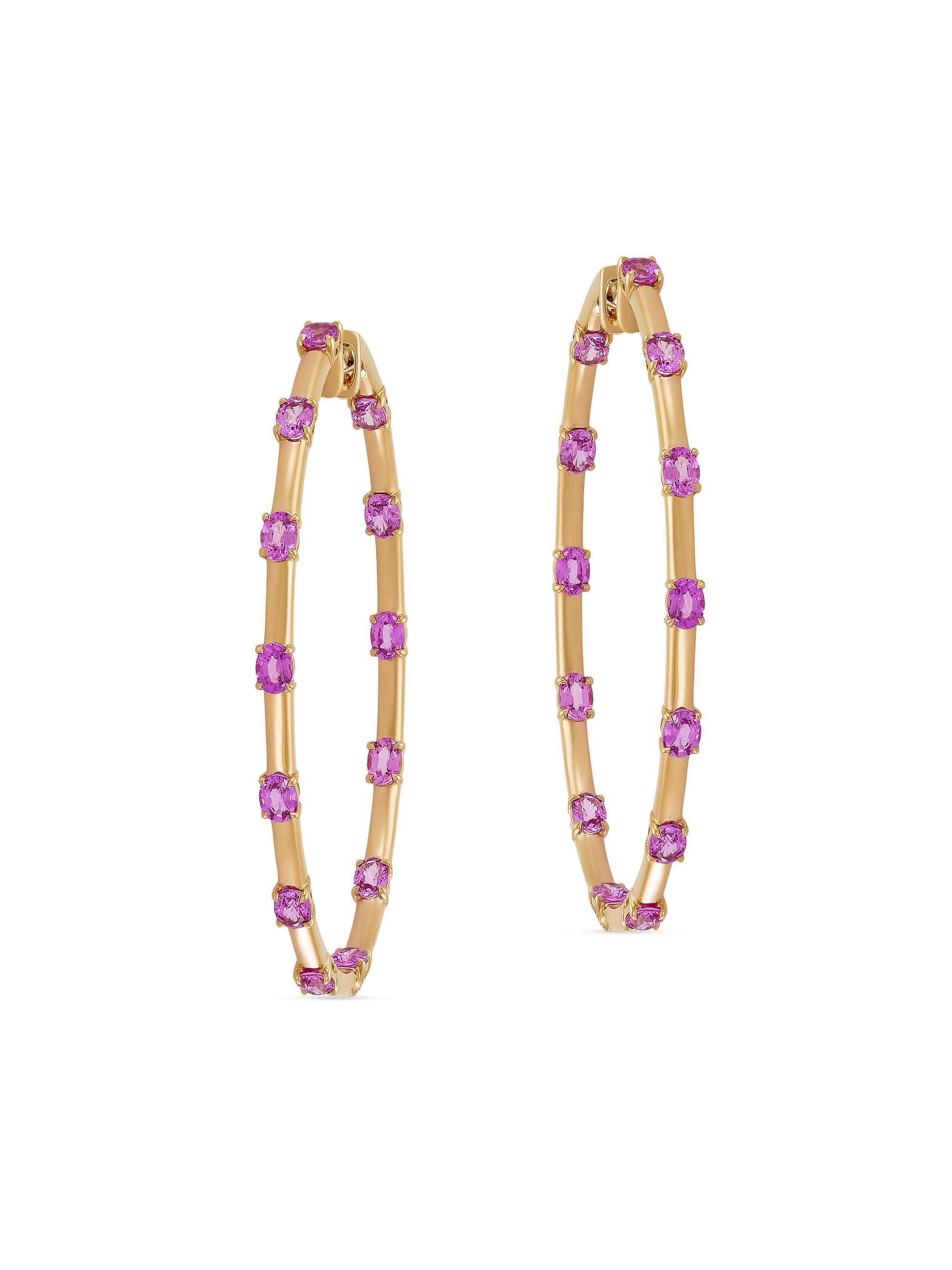 Etho Maria Women's Dolce 18K Rose Gold & Pink Sapphire Hoop Earrings - Rose Gold