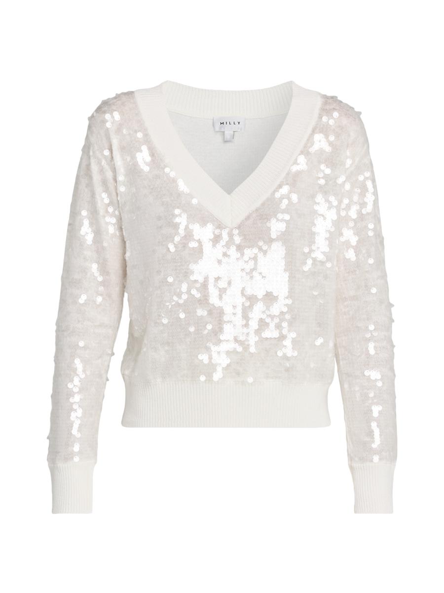Milly Women's Ilaria Sequined Cotton-blend Sweater In Sand