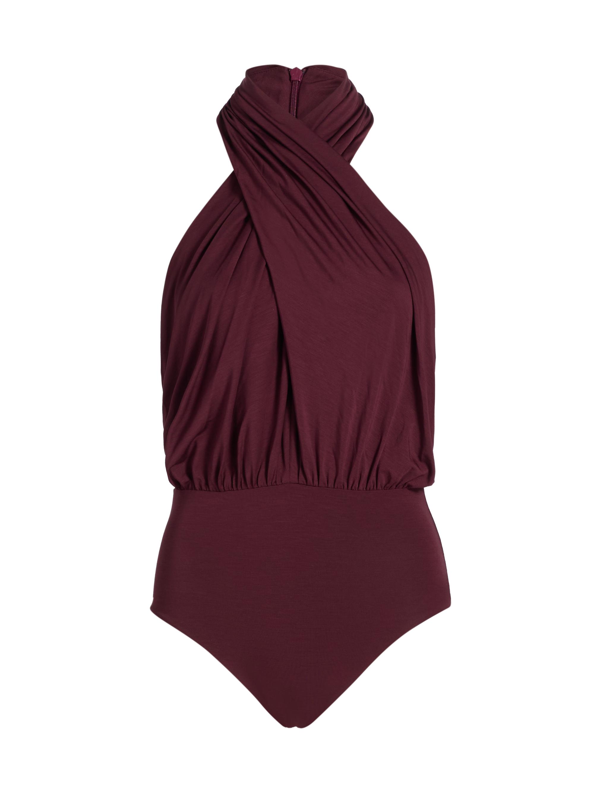 Balmain Women's Jersey Ruched Bodysuit - Aubergine