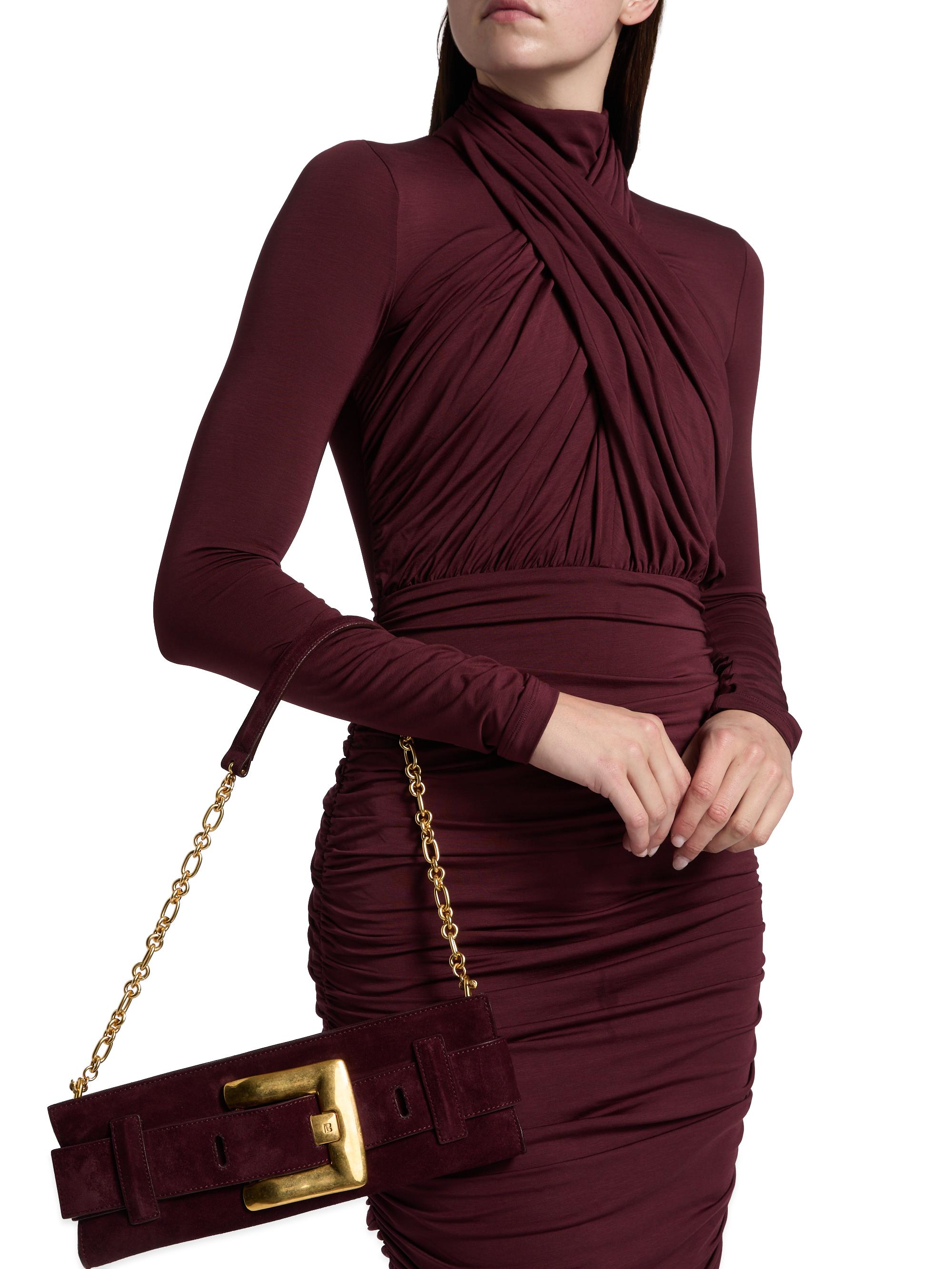 Balmain Women's Draped Jersey Cocktail Dress - Aubergine - Size XL