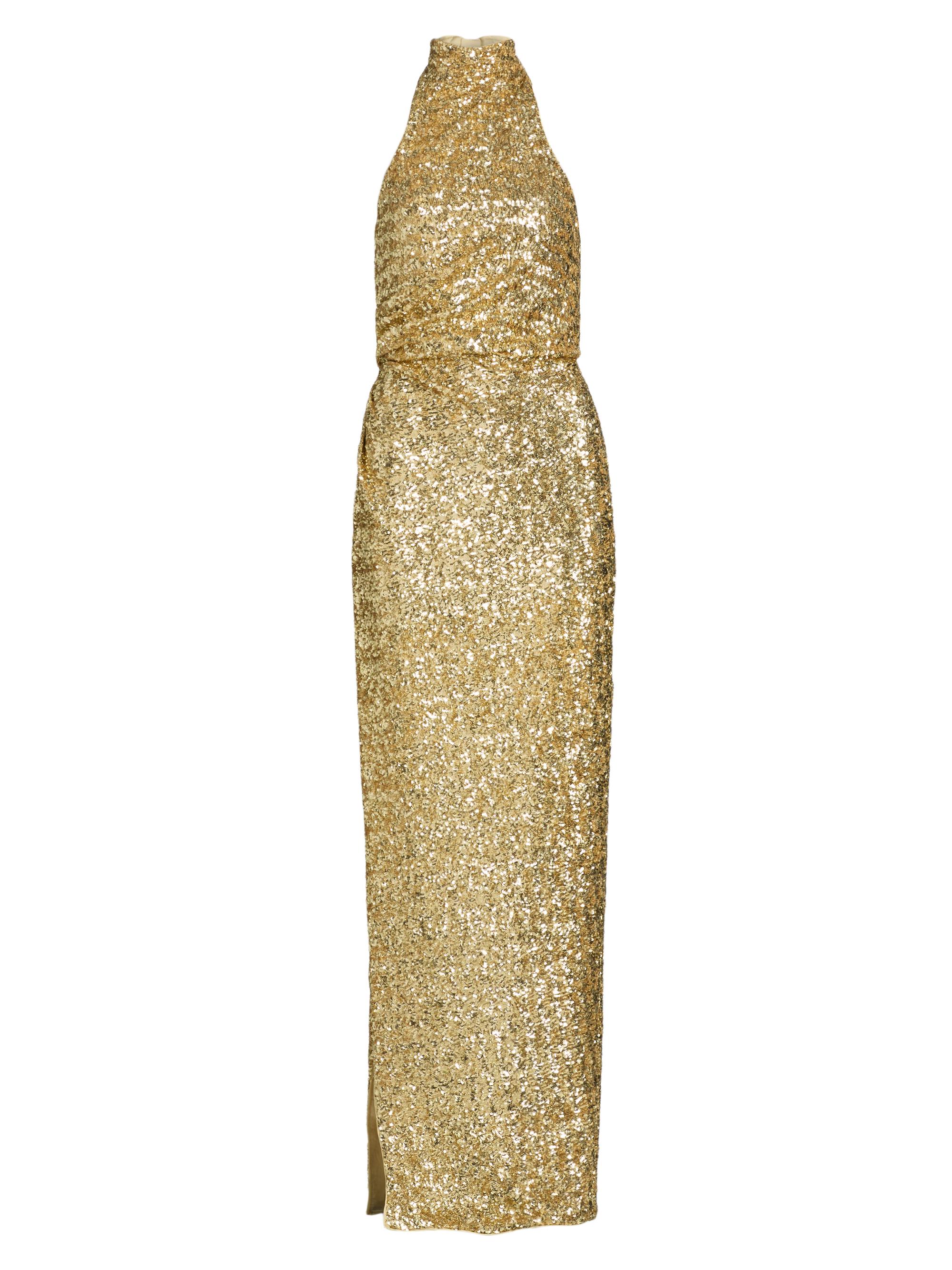 Balmain Women's Sequined Halterneck Gown - Or