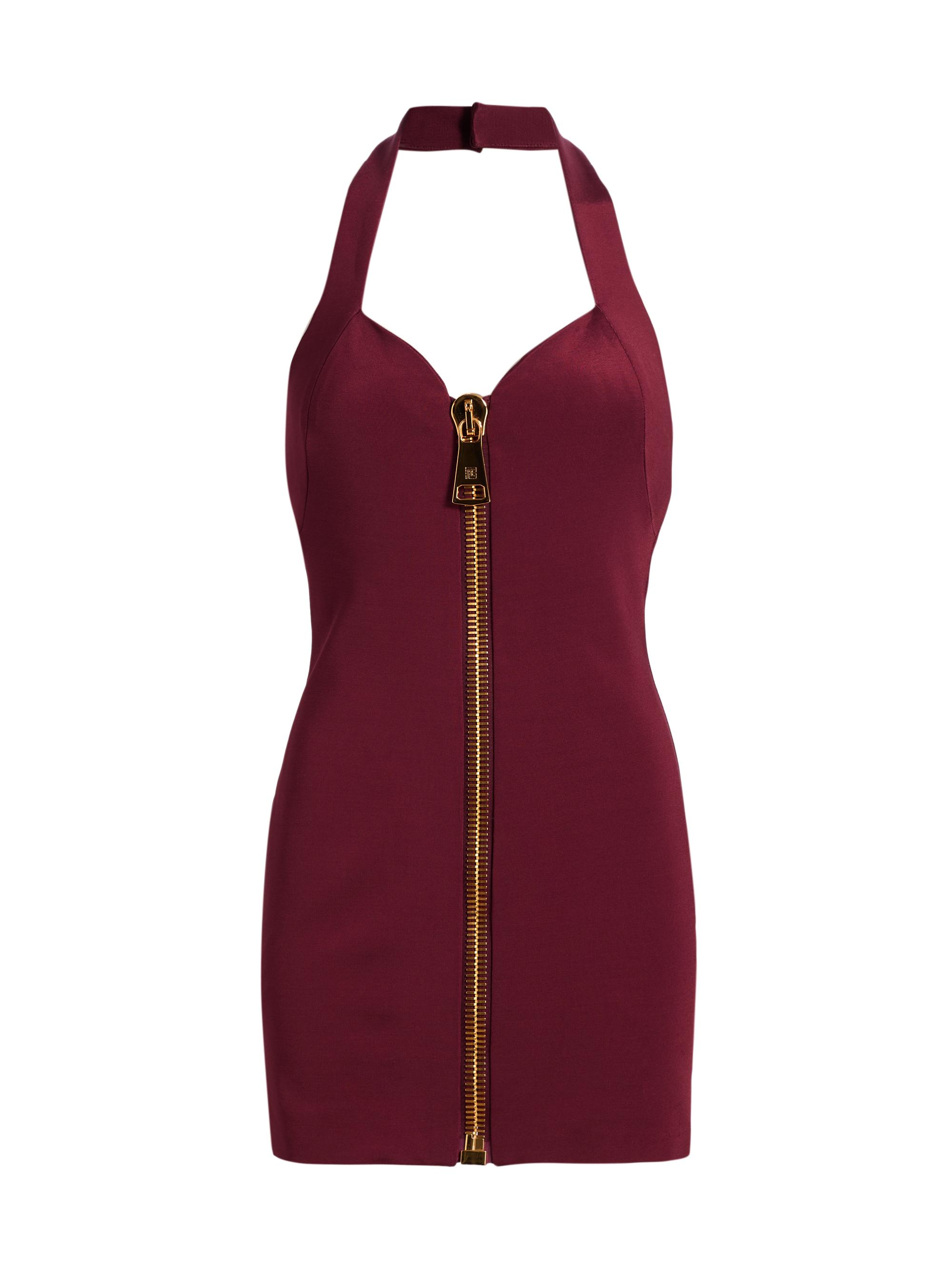 Balmain Women's Halterneck Jersey Minidress - Violet Fonce