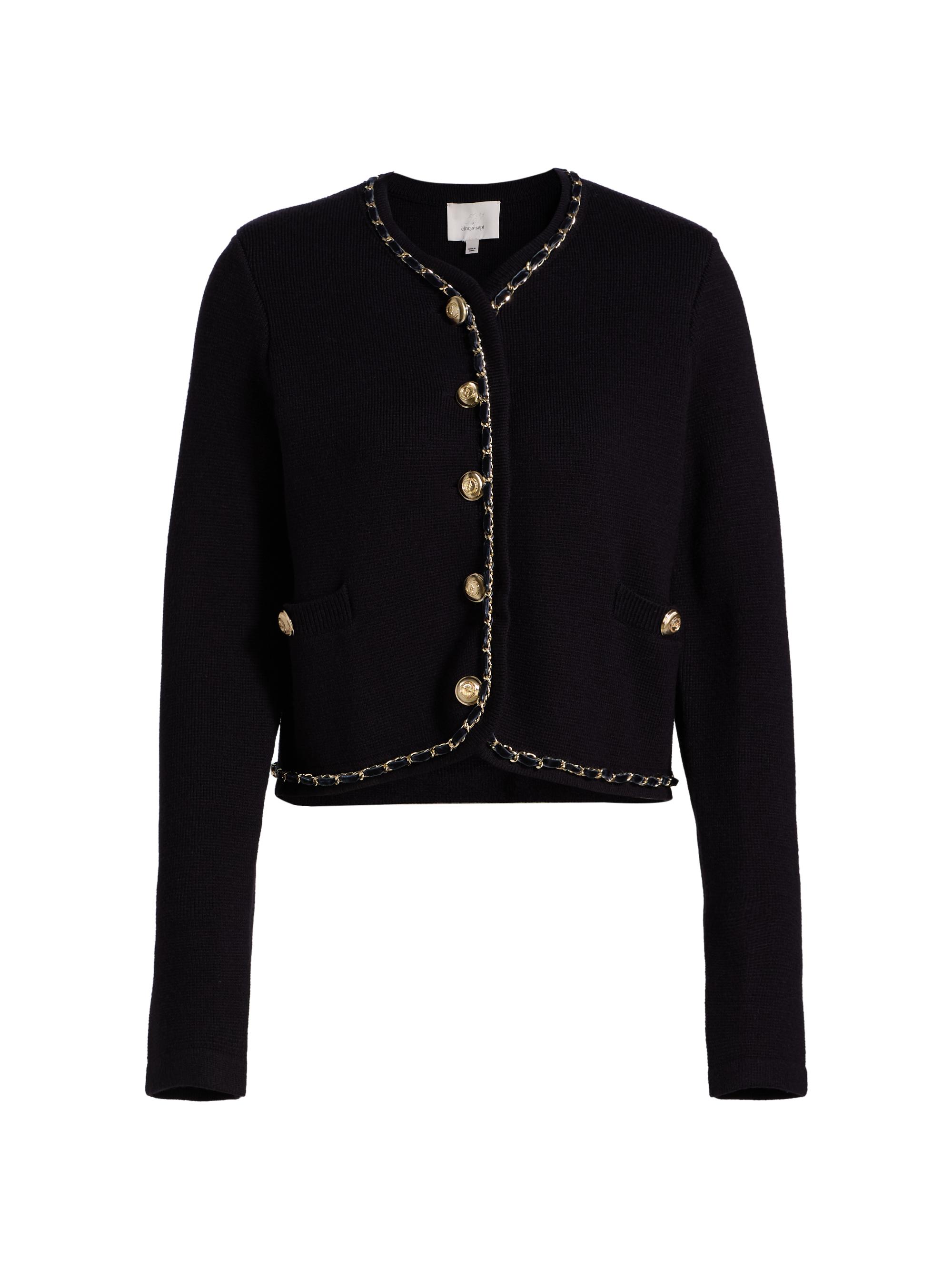 CINQ A SEPT Women's Structured Benoite Rib-Knit Cardigan - Navy