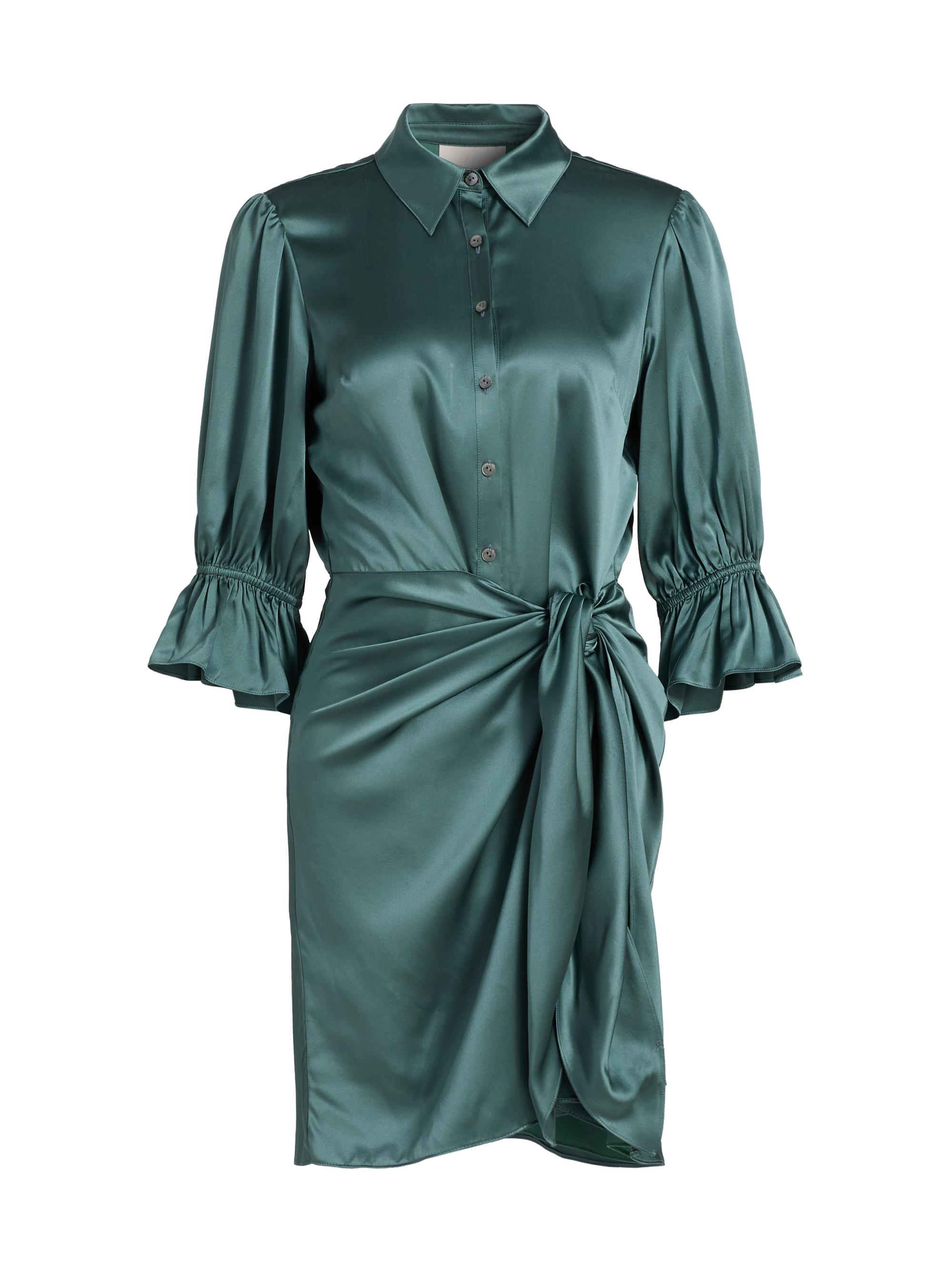 Cinq à Sept Women's Fabbie Silk Mini Shirtdress - Charcoal Teal