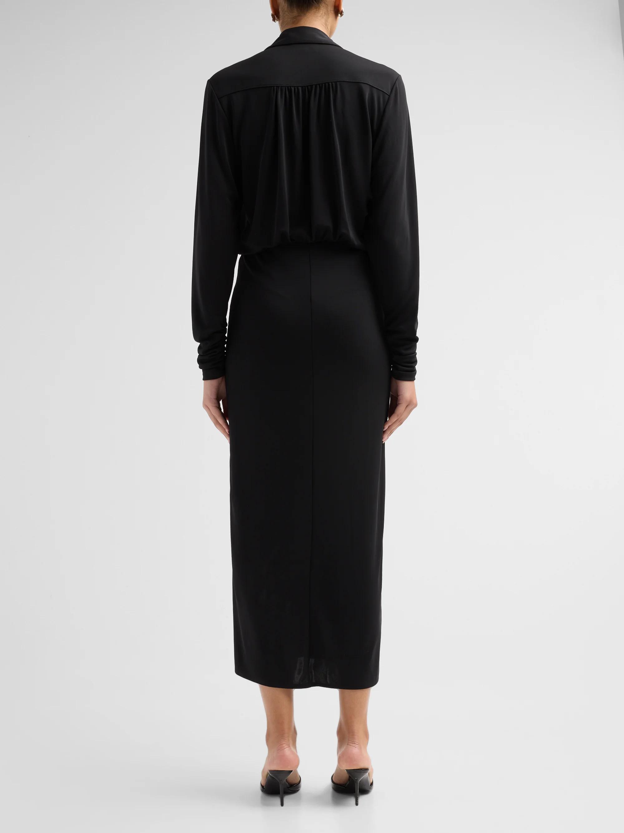seferina draped long sleeve jersey dress Cinq à Sept Women's Midi-Shirtdress - Night Opal size-OS