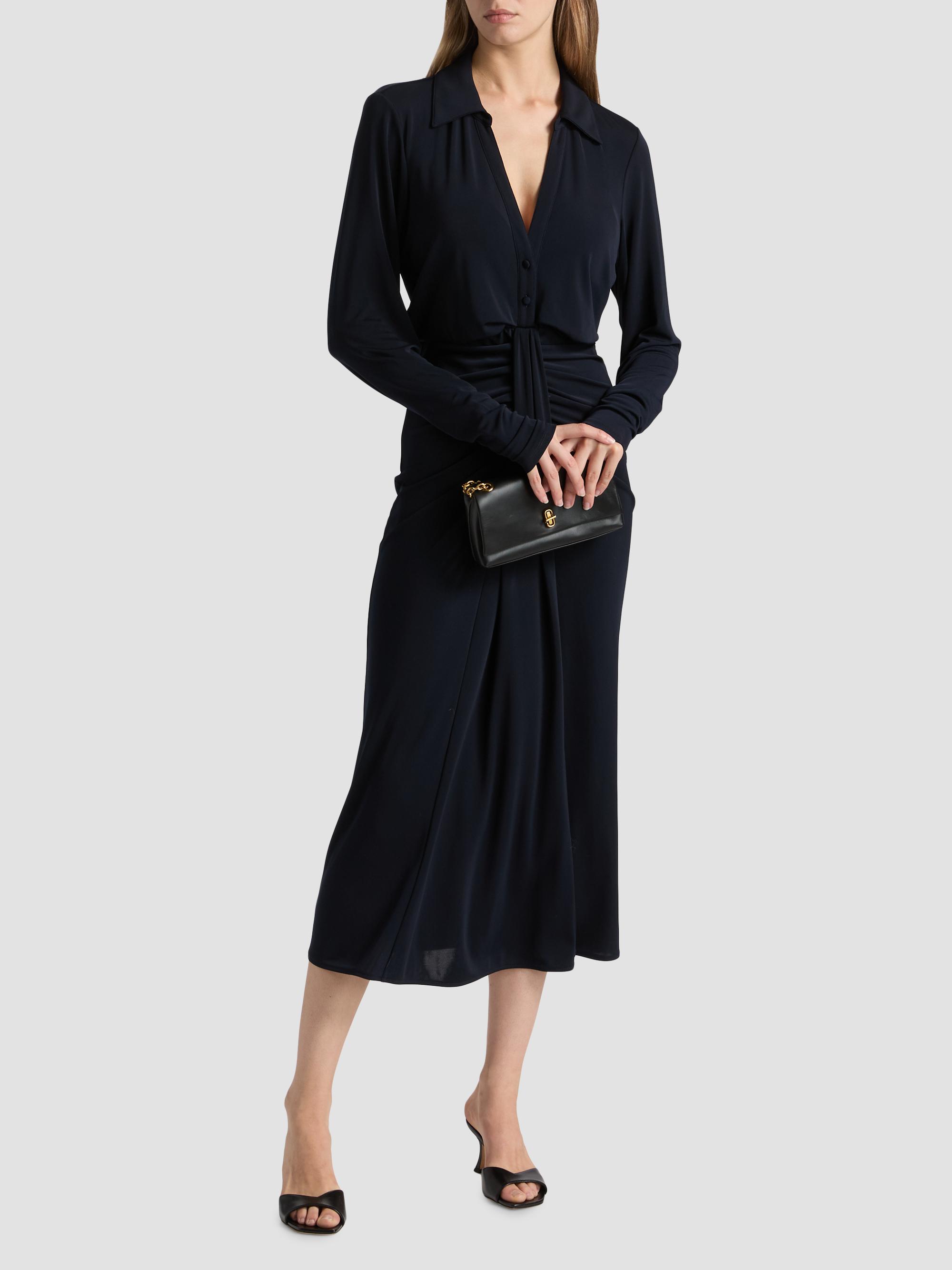 cinq a sept seferina draped long sleeve jersey dress Cinq a Sept Seferina Draped Long-Sleeve Jersey Dress