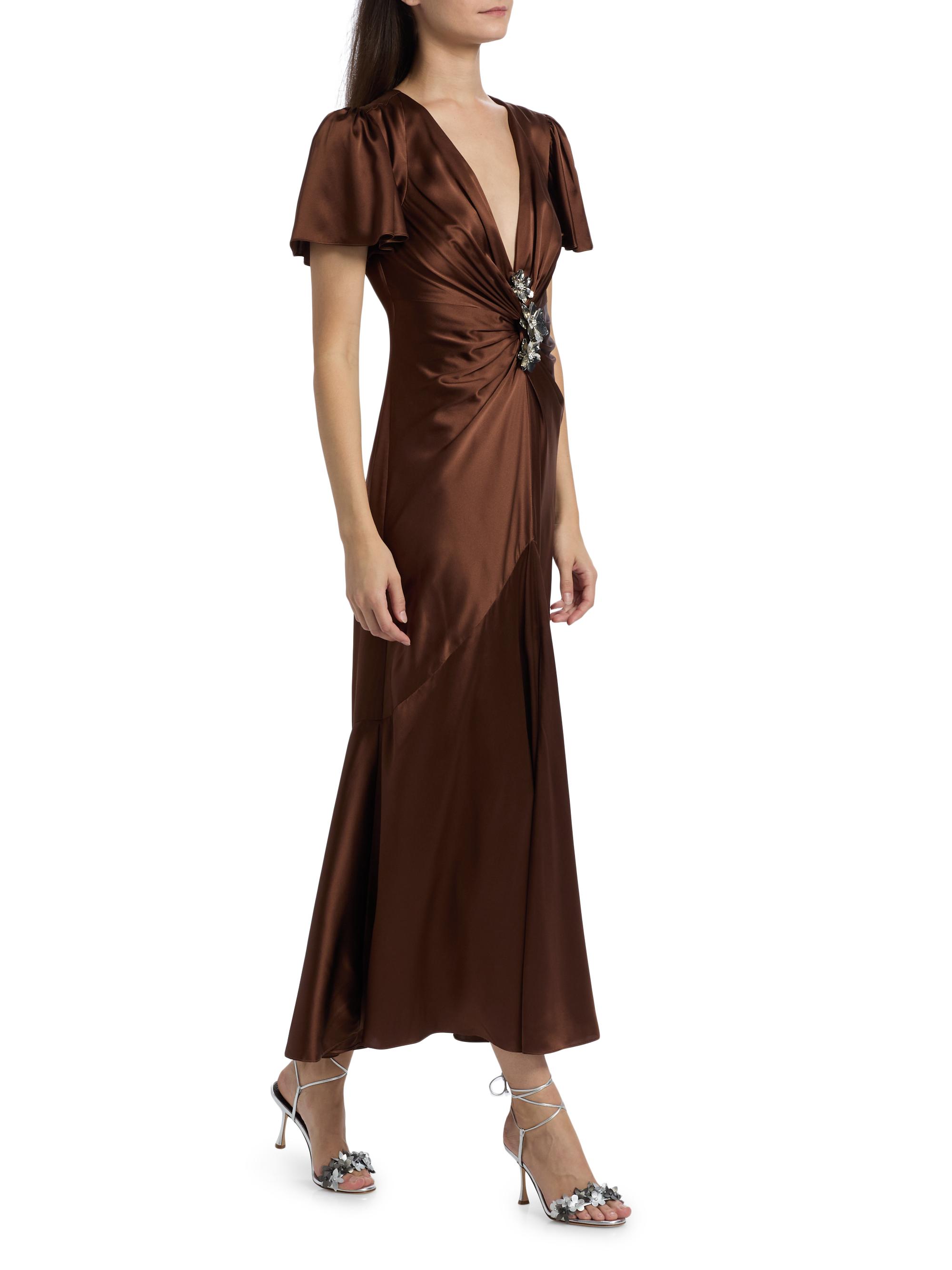 white christmas dresses Satin Twisted Bias Cut Midi Dress Medium main image 1