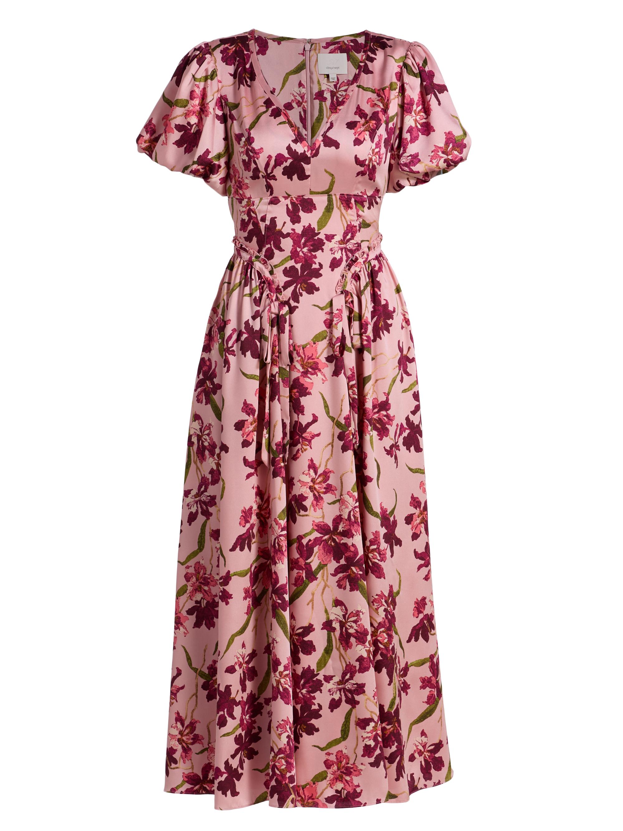 Cinq à Sept Women's Katlin Trailing Hibiscus Satin Midi-Dress - Blush Petal Multi