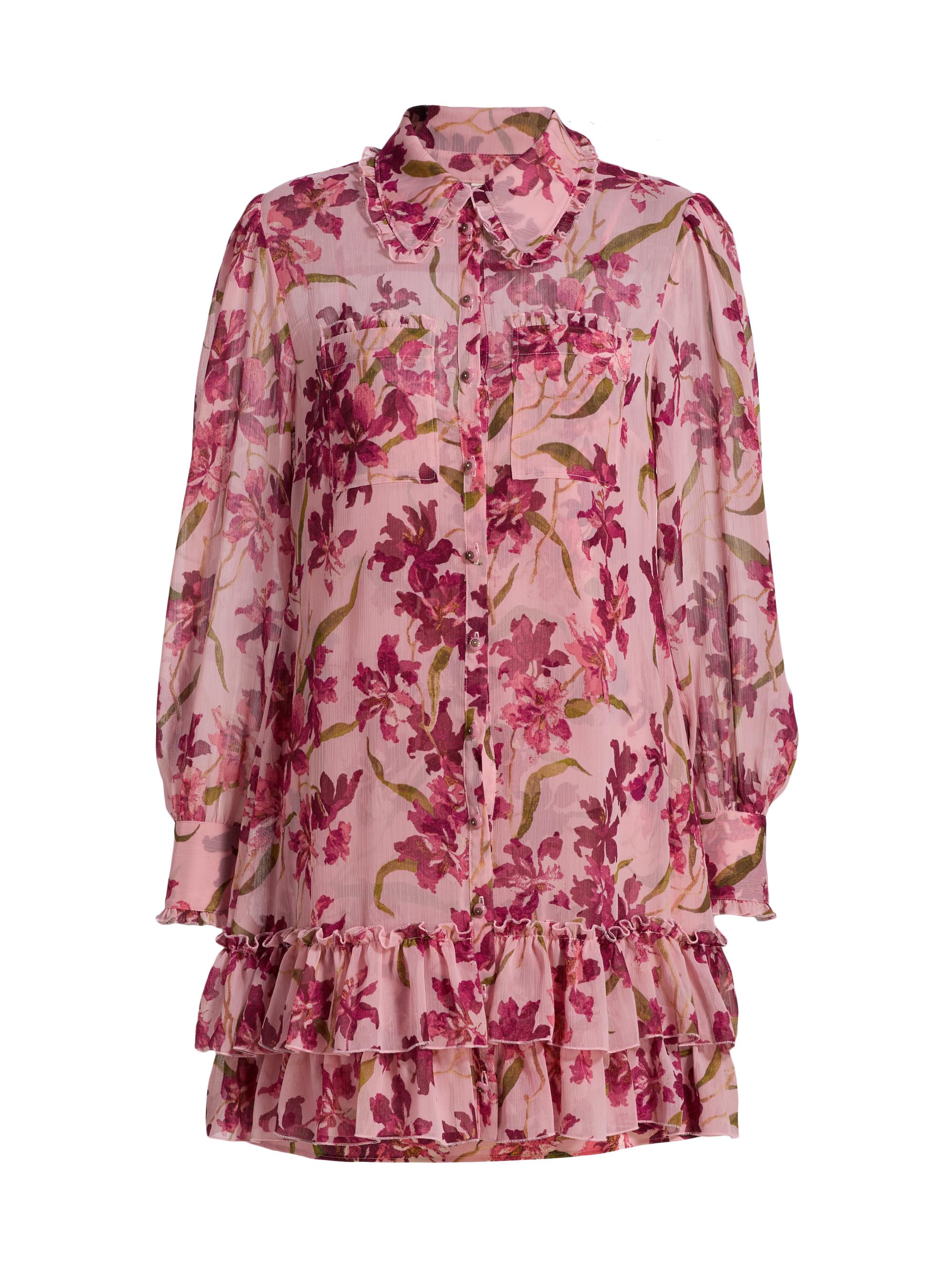 Cinq à Sept Marsea Floral Ruffled Chiffon Minidress | Saks Fifth