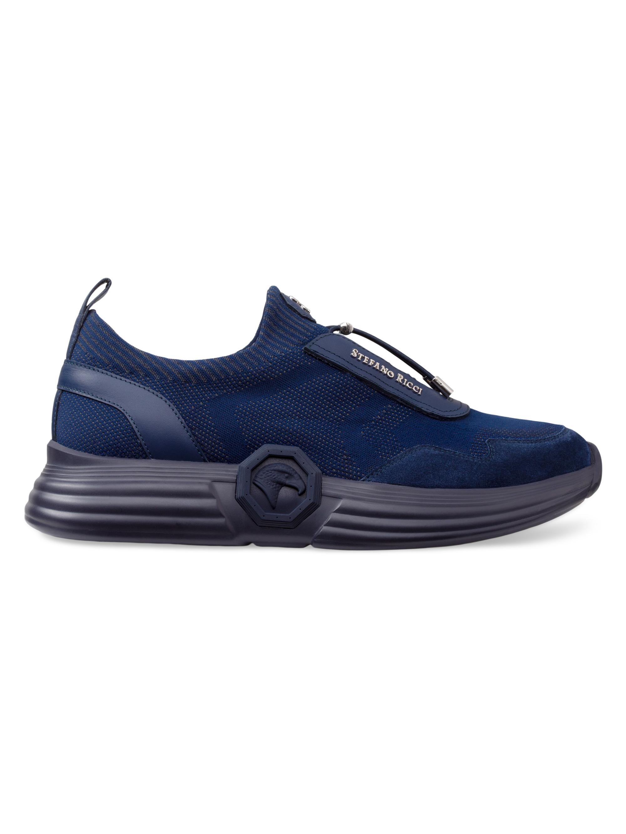Stefano Ricci Men's Suede Leather Functional Sneakers - Dark Blue